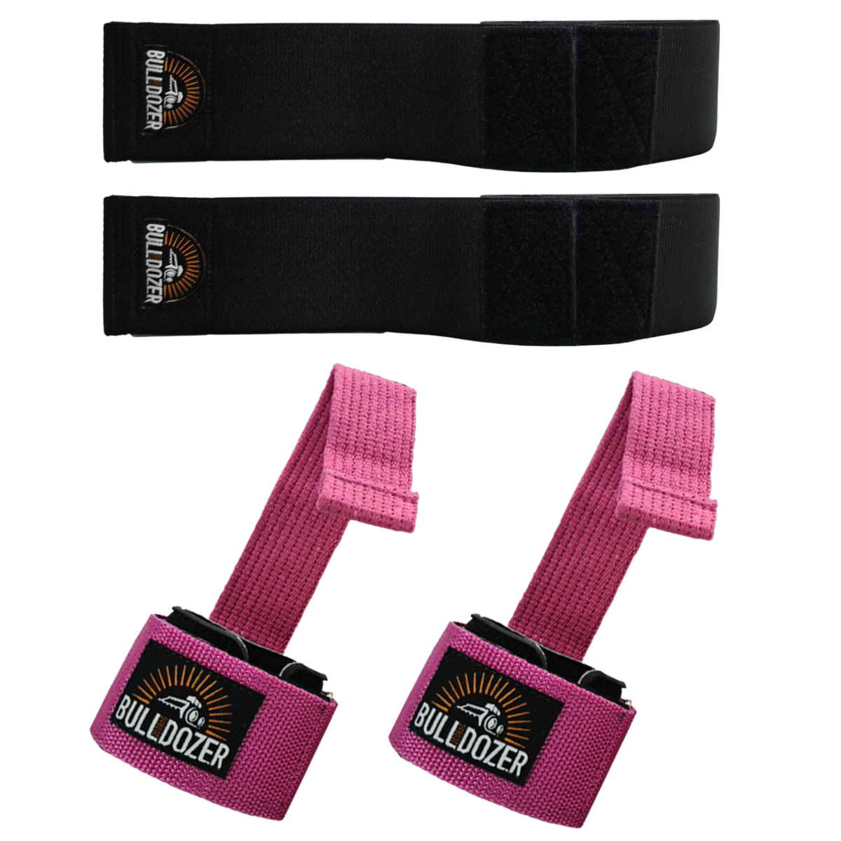 Kit Par Faixa Para Cotovelo + Par Strap Pro Com Munhequeira Pink