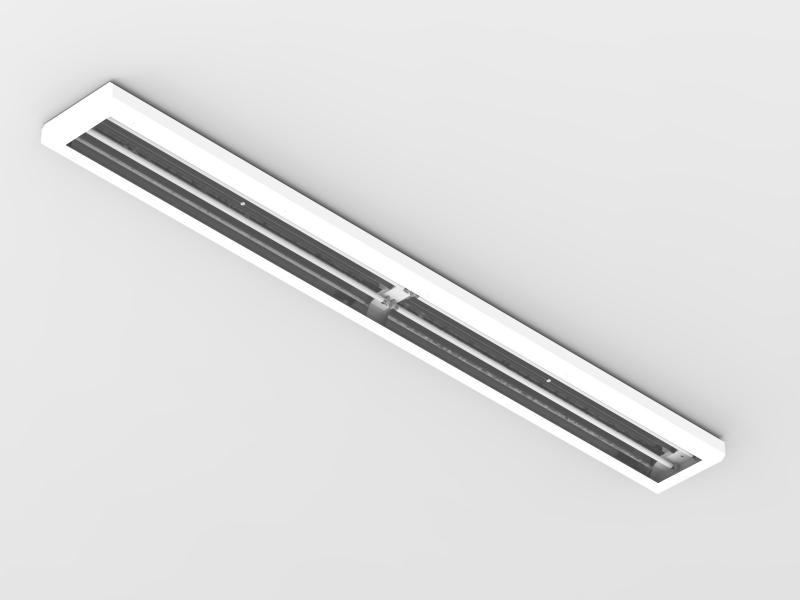 Luminária sobrepor fechada e vedada contínua com difusor transparente