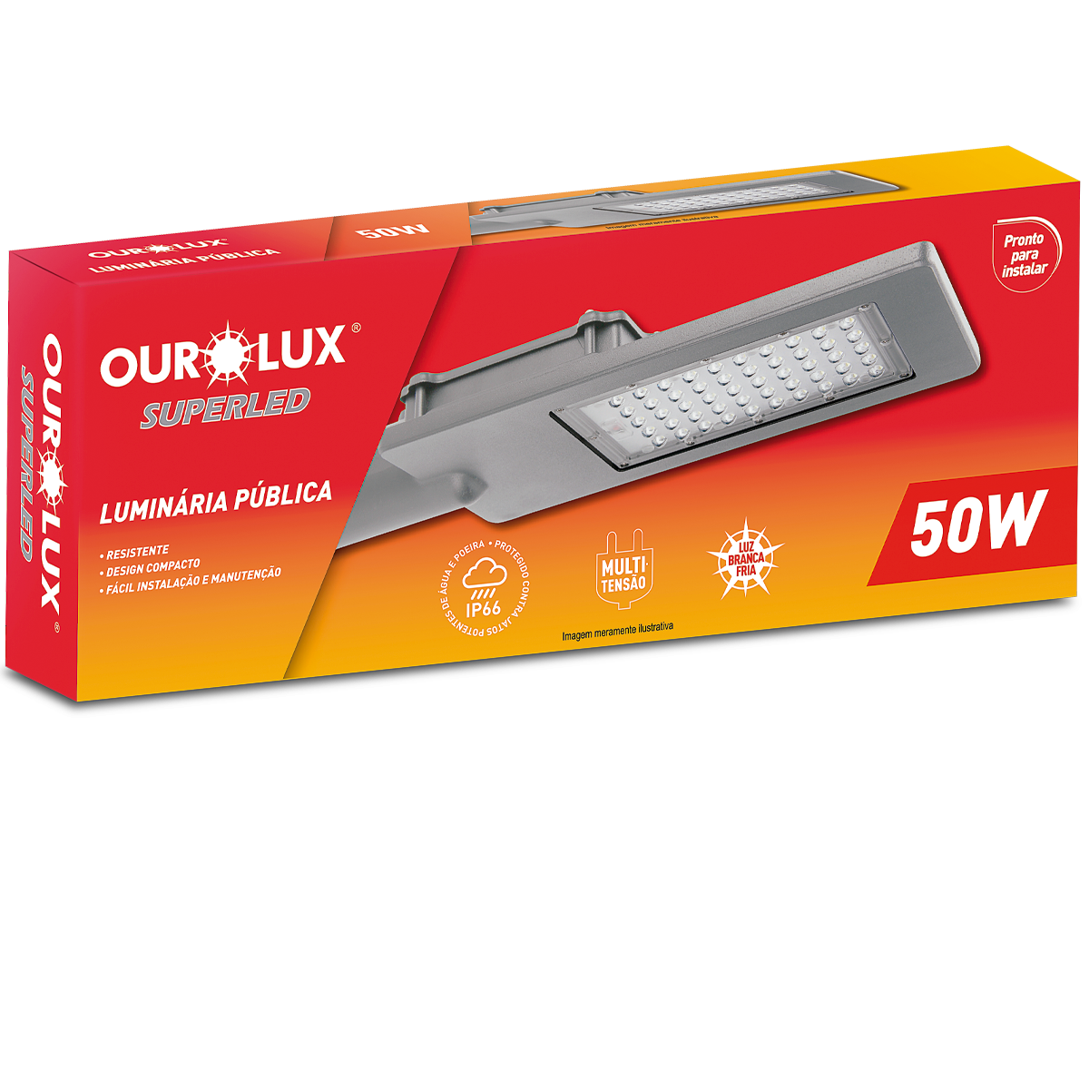 Luminária Pública LED 50W IP66 bivolt 6000K com INMETRO. RT