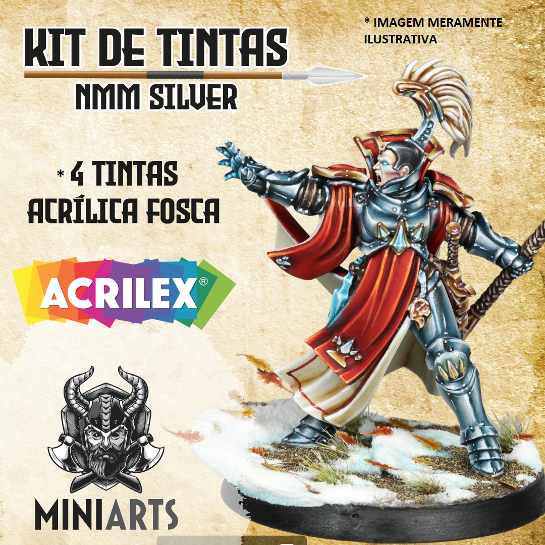 Kit com 4 Tintas Acrílicas NMM SILVER - Acrilex - MiniArts