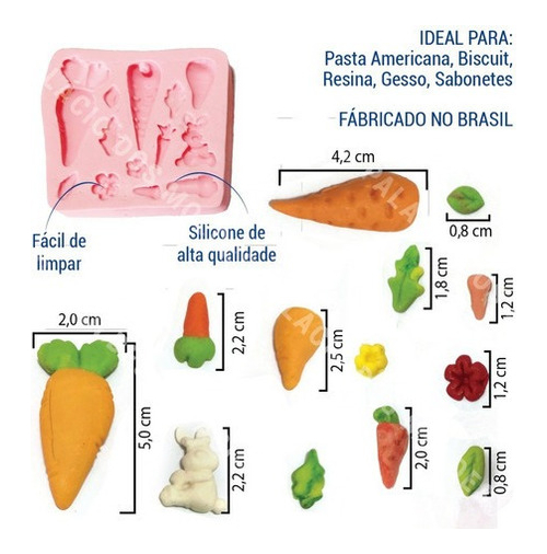 Molde De Silicone Cenouras Diversas 13 Peças Palácio Dos Moldes Palácio Dos Moldes