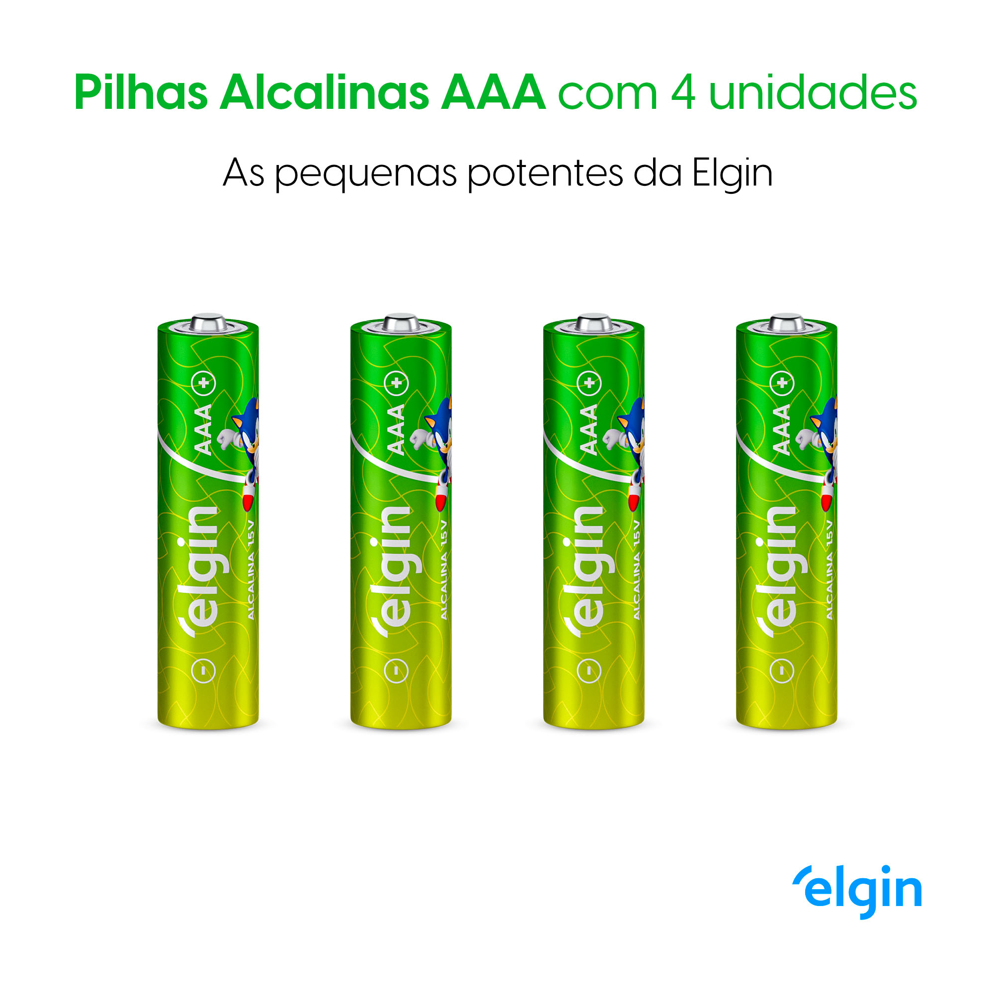 Blister de pilha Alcalina AAA C/4 unidades Elgin - atacadãodaspilhas