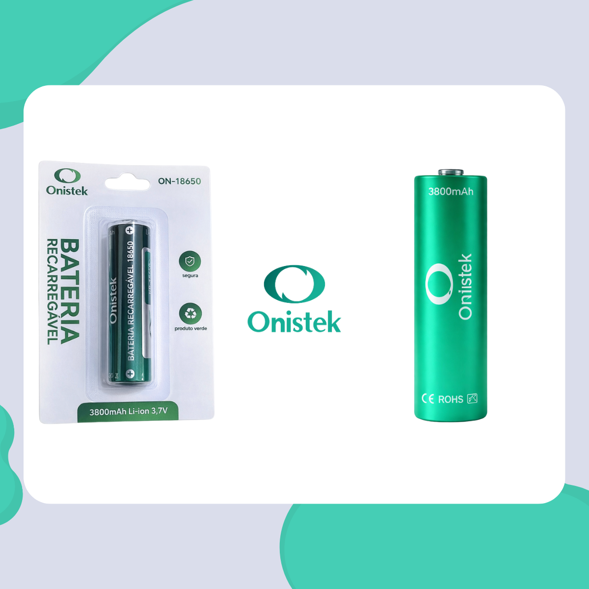 Bateria Recarregável 18650 Onistek – 3,7V / 3.800 mAh Tipo Li-ion