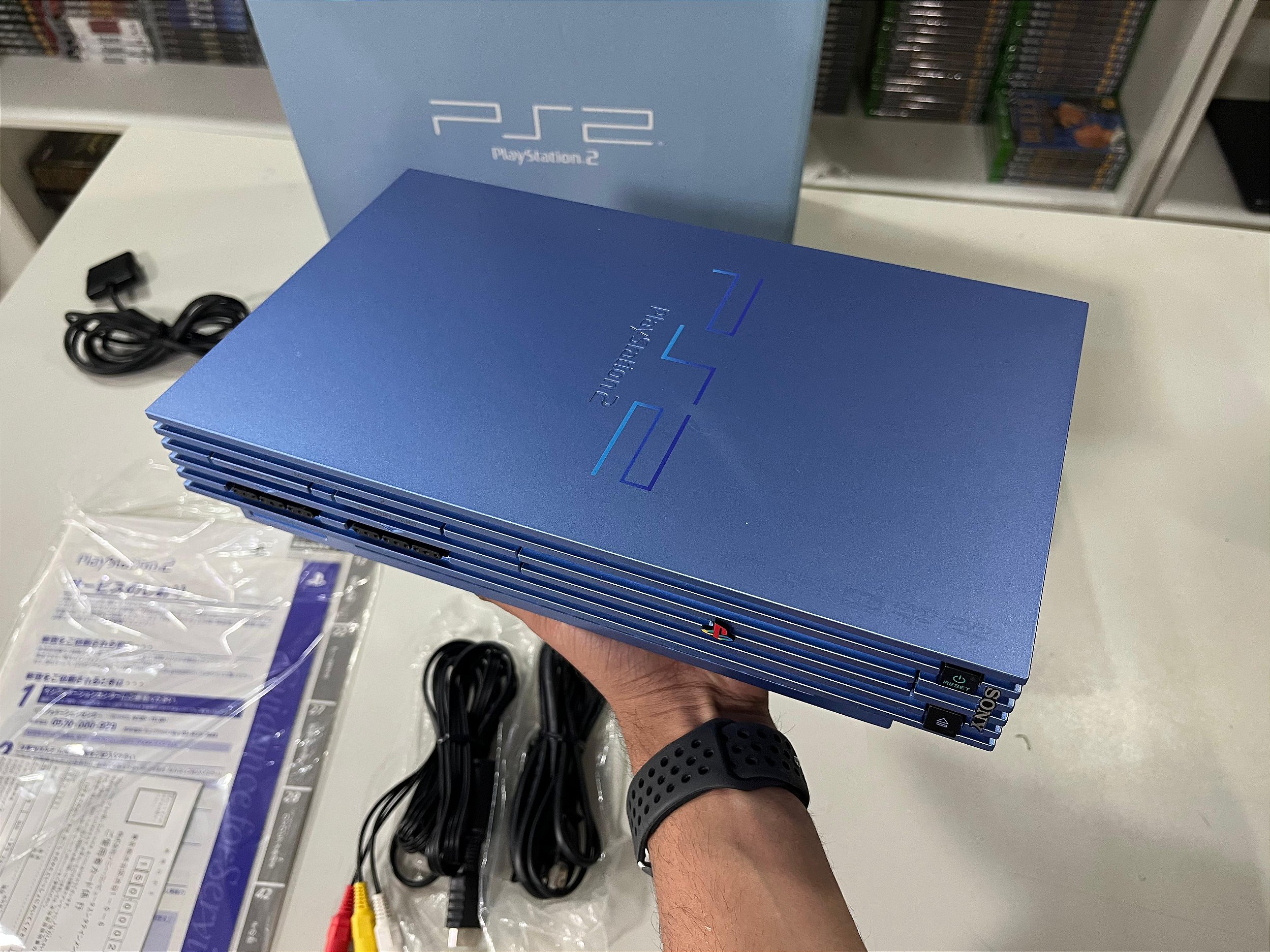 Console Sony Playstation 2 Edição Aqua Blue - PS2 FAT Aqua