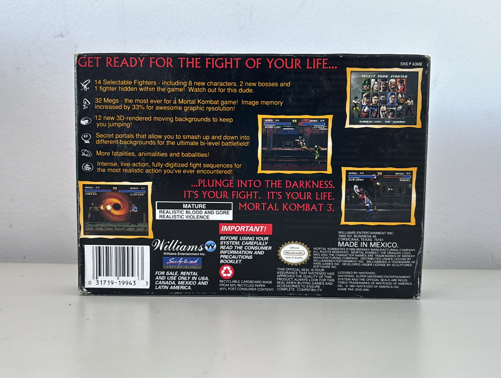 Mortal Kombat 3 Super Nintendo SNES CiB Original - www.maicongames