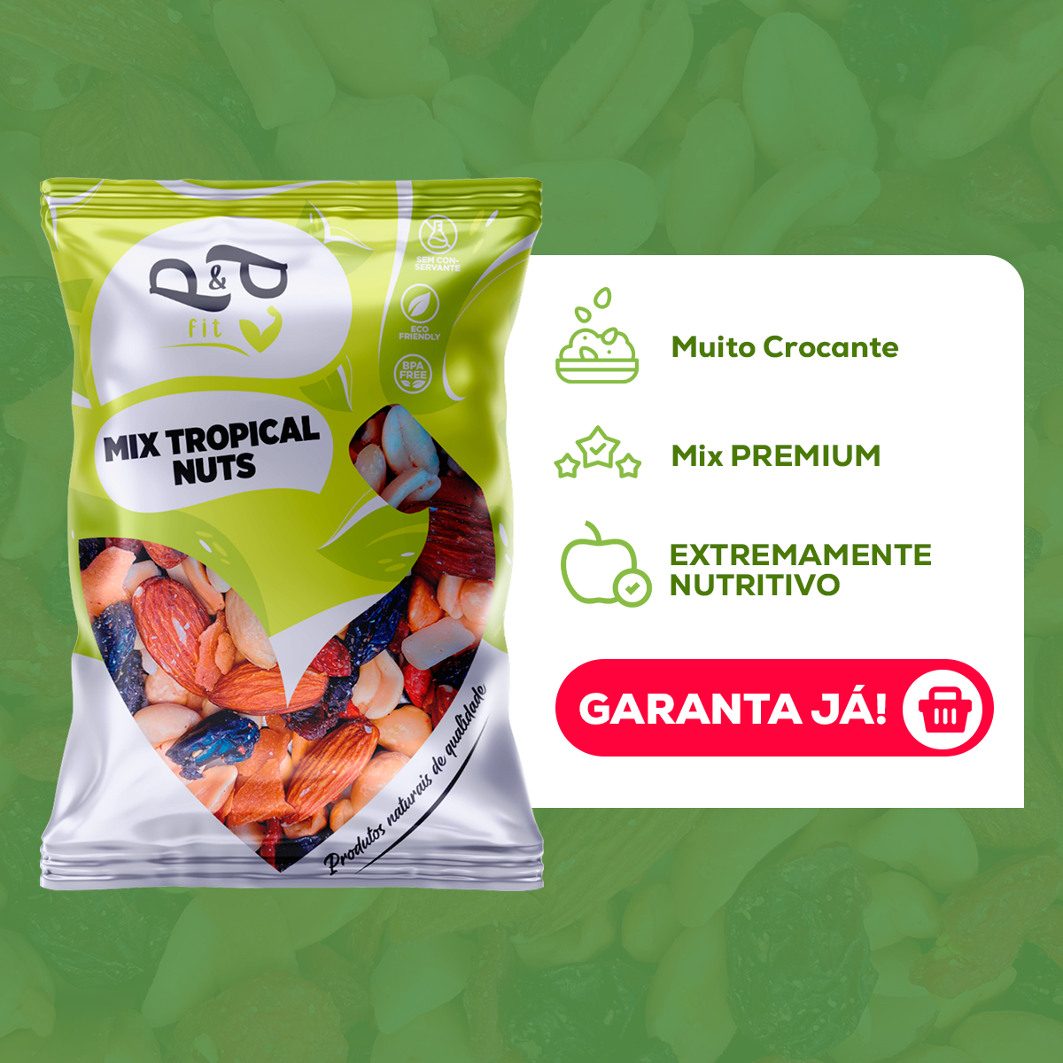 Mix Tropical Nuts Castanha Amendoa Amendoim Uva Nozes - P&P - P&P
