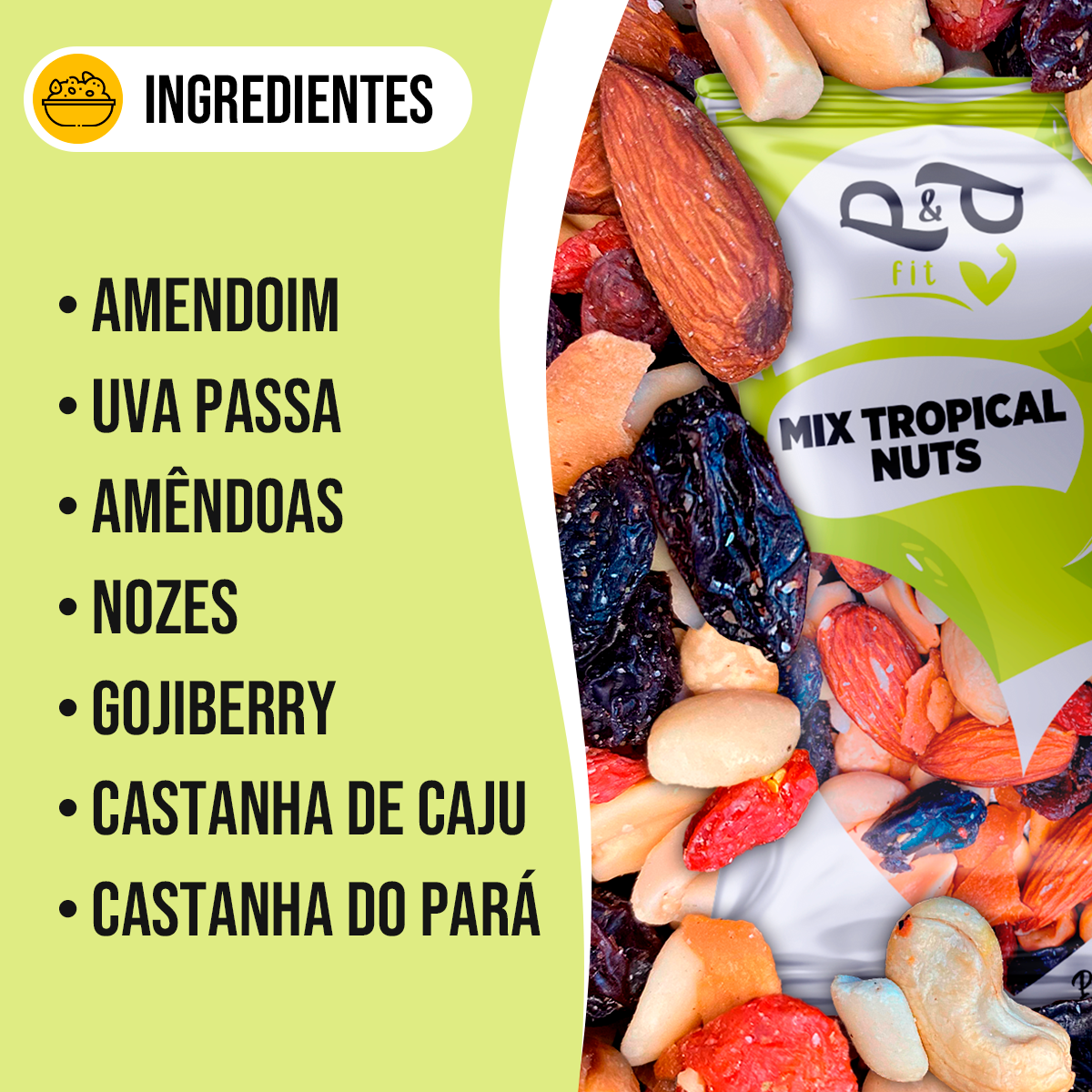 Mix Tropical Nuts Castanha Amendoa Amendoim Uva Nozes - P&P - P&P