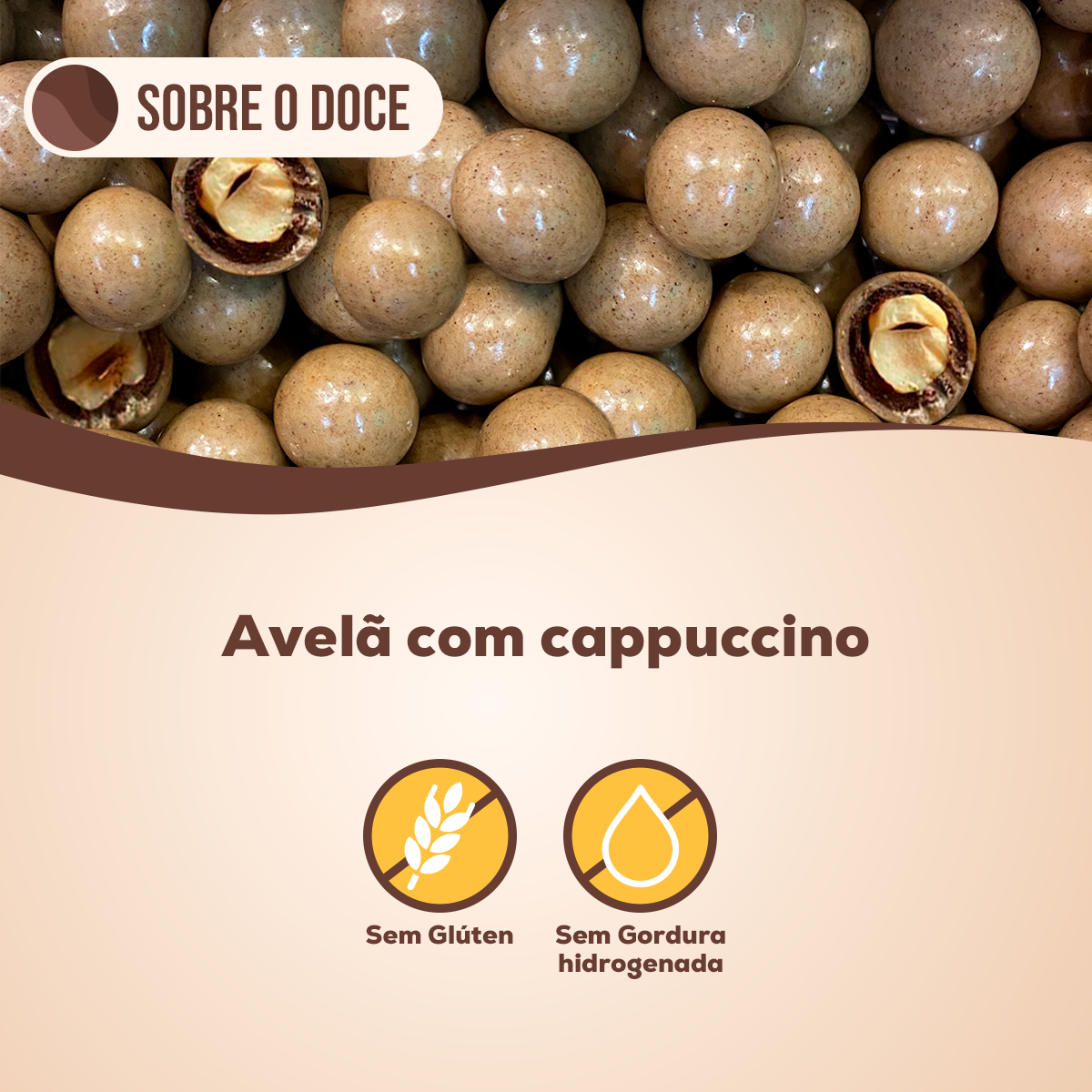 Choconuts P&P Avelã Chocolate Cappuccino Drageado - P&P Fit - A