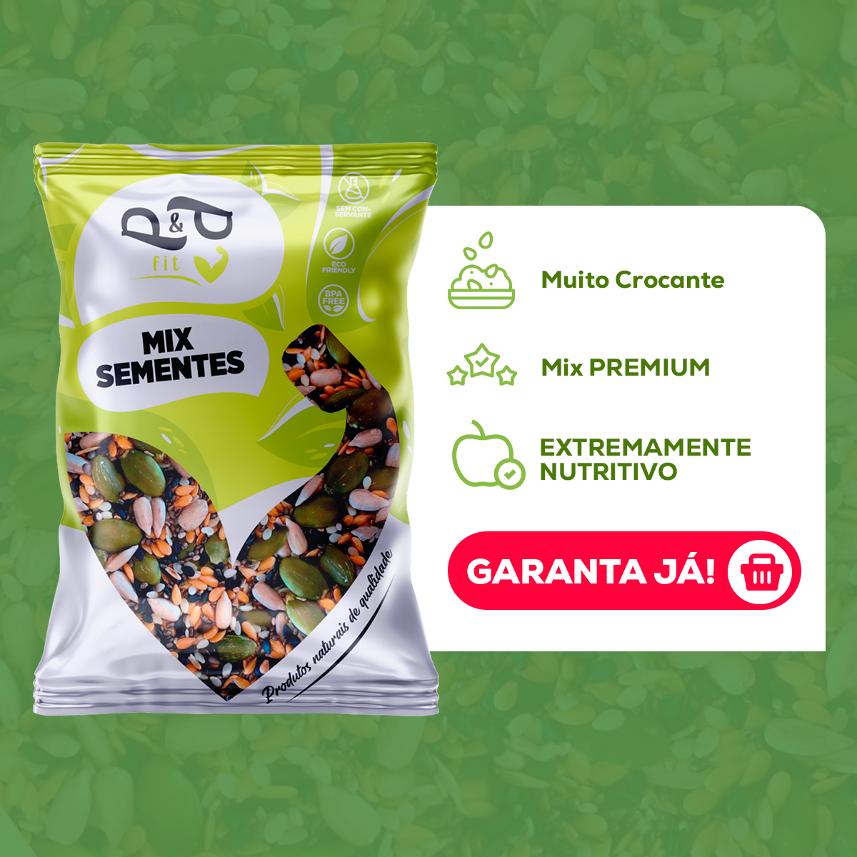 Mix P&P Ssementes Saúde - Chia, Linhaça Dourada, Linhaça Marrom