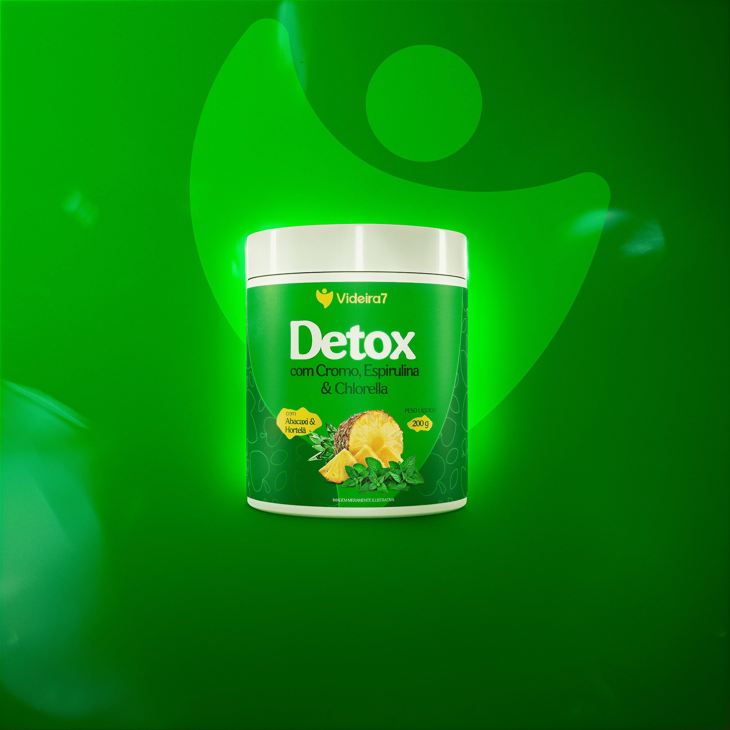 Detox em Pó , Espirulina E Clorella, Cromo, Cha Verde- 200g - P&P