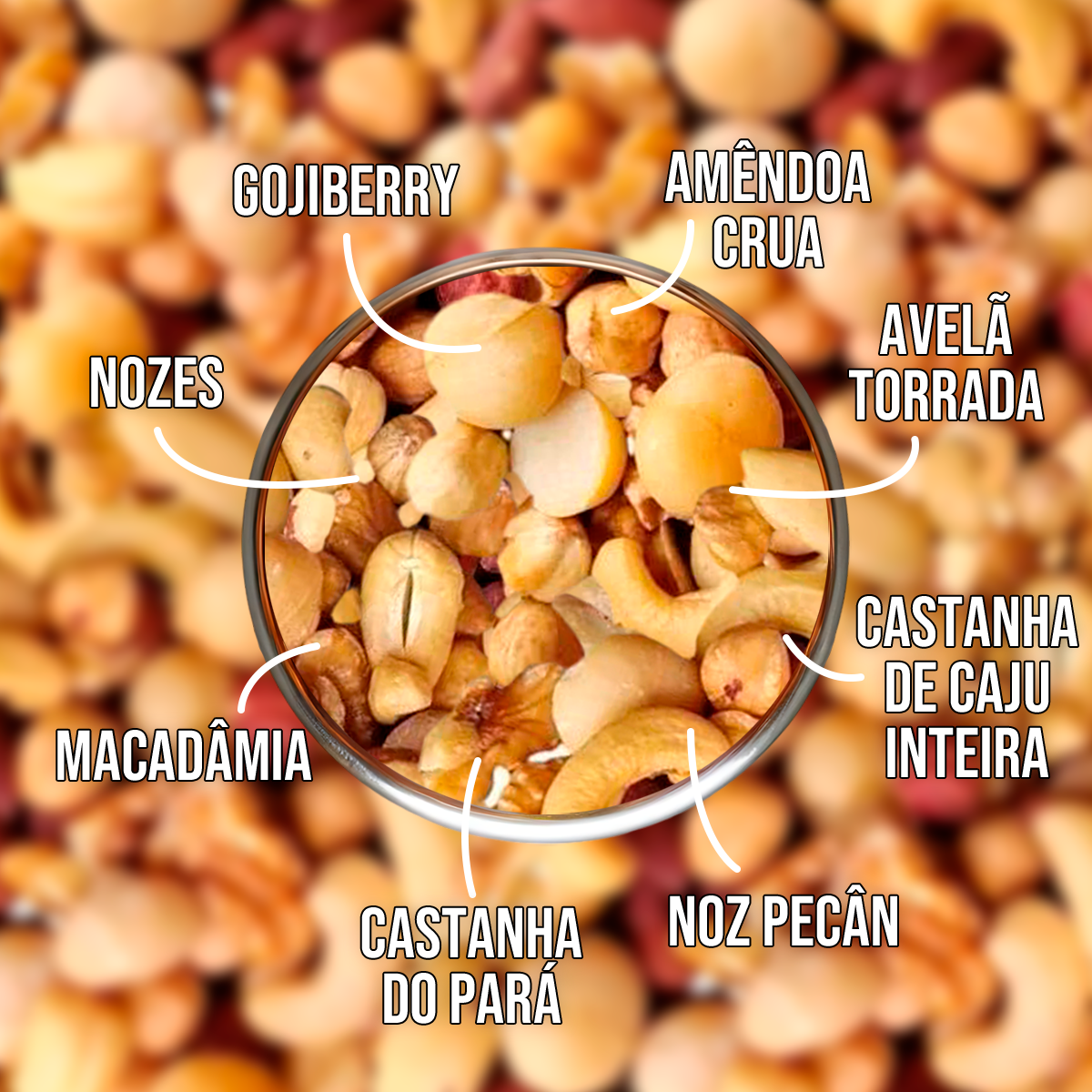 Super Mix Nuts Castanha Macadâmia Avelã Nozes Amêndoa - P&P Fit