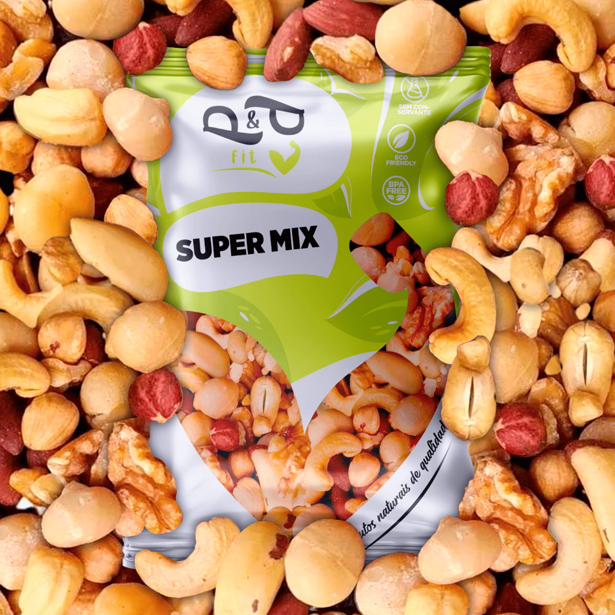 Super Mix Nuts Castanha Macadâmia Avelã Nozes Amêndoa - P&P Fit