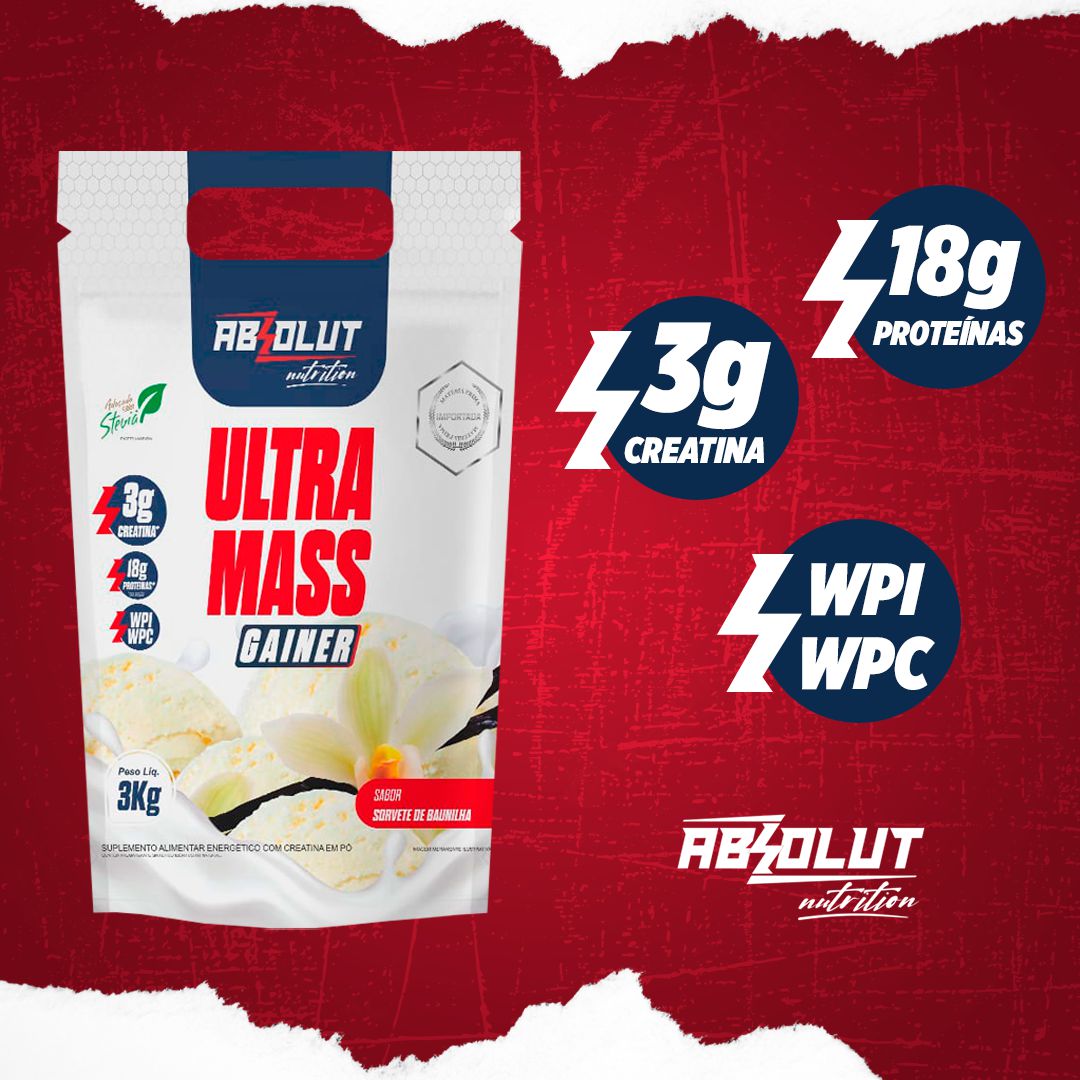 Hipercalórico Sorvete de Baunilha 3kg - ABSOLUT - P&P Fit - A sua