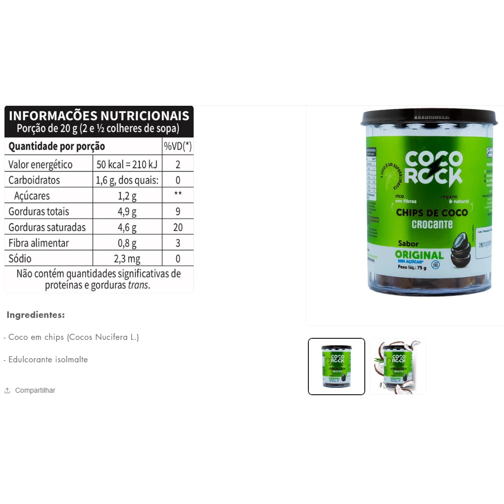 Cocco Rocks Coco Rock Crispy De Coco 75G - Todos Sabores - P&P Fit - A sua loja de ...