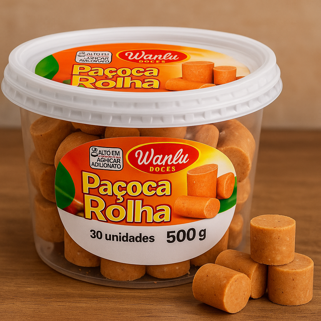 Pacoca Rolhao Paçoca Rolha Wanlu Pote 500g c/ 30un - Amendoim Tradicional - P&P Fit ...