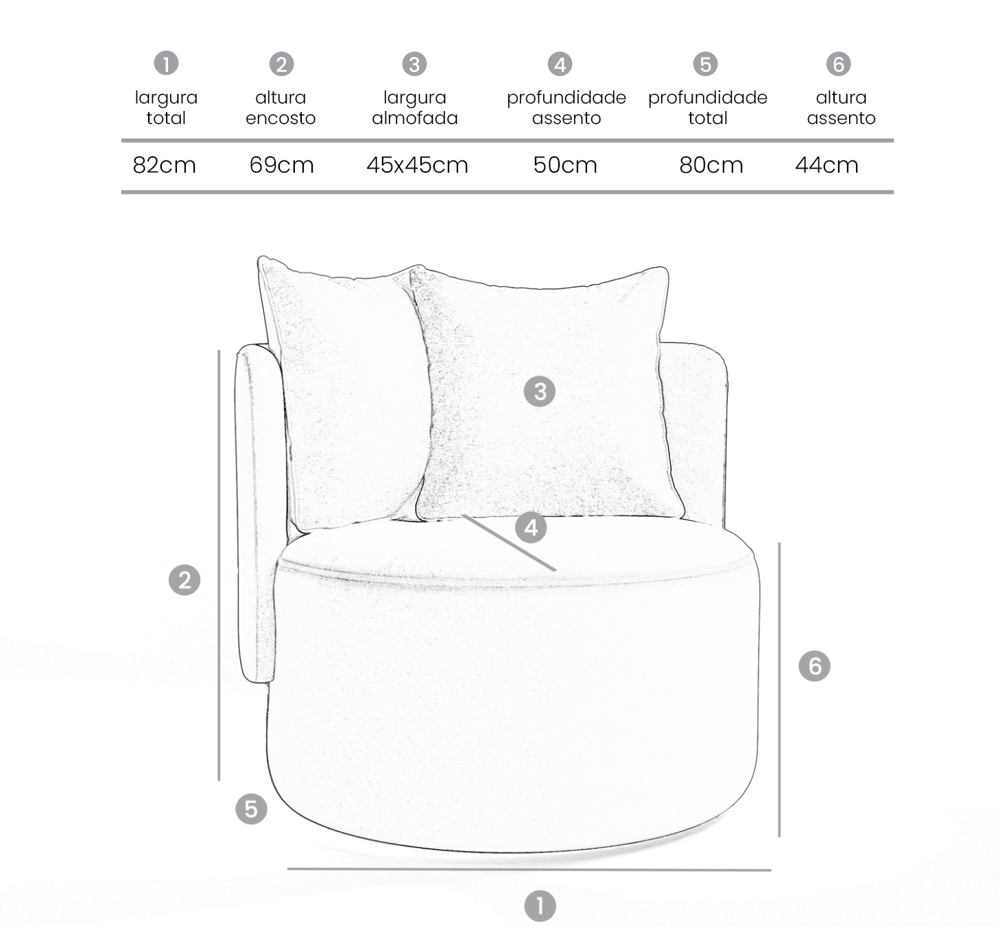 Poltrona Luna Giratória - Lavina Estofados