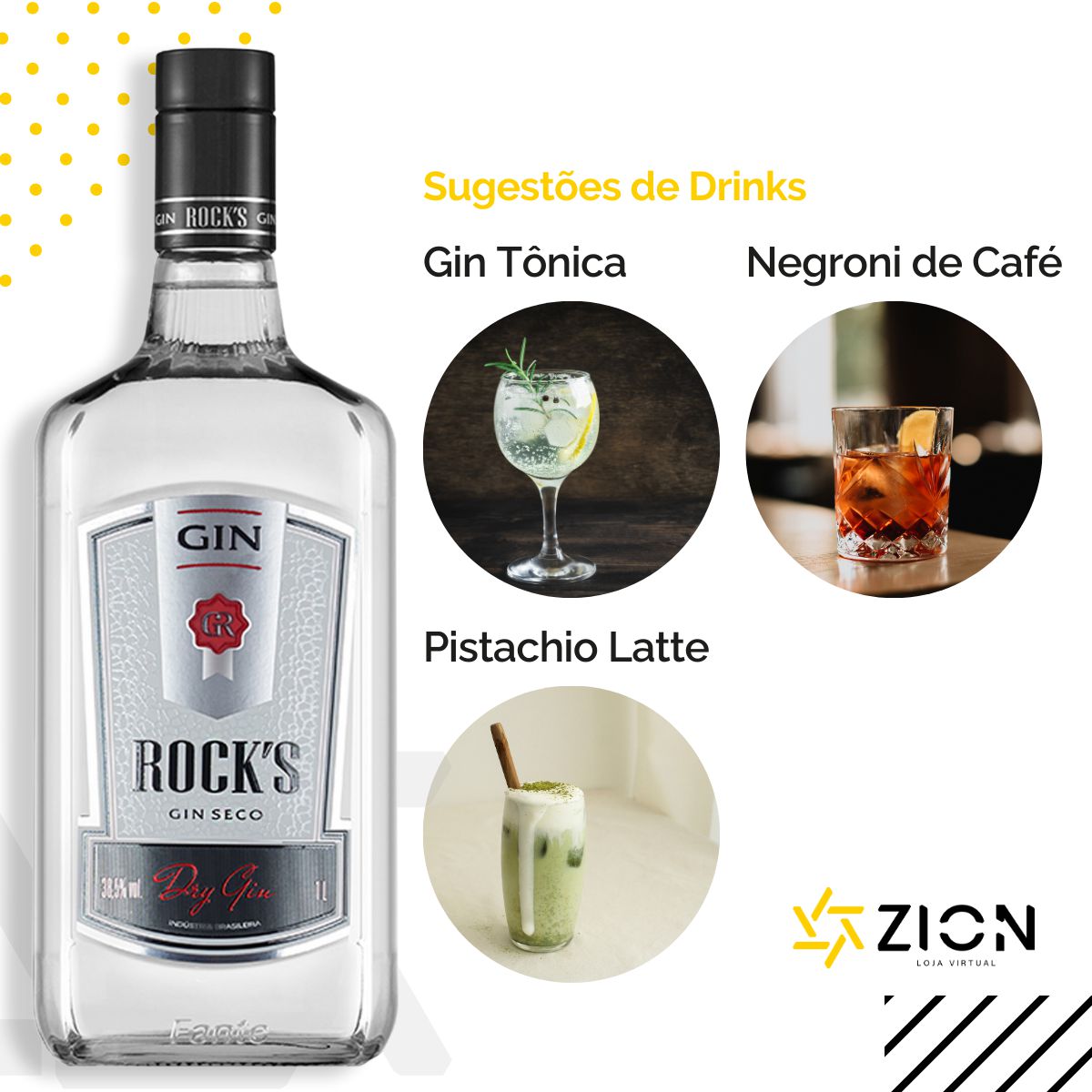 Gin Rocks 1L Dry Gin - Zion Loja Virtual