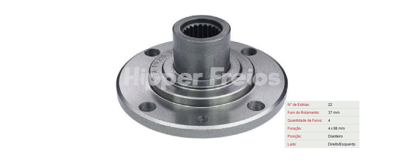 Cubo Roda Dianteiro - Strada 1.4 8v 2005 a 2013 - S/ABS - 22 - 4