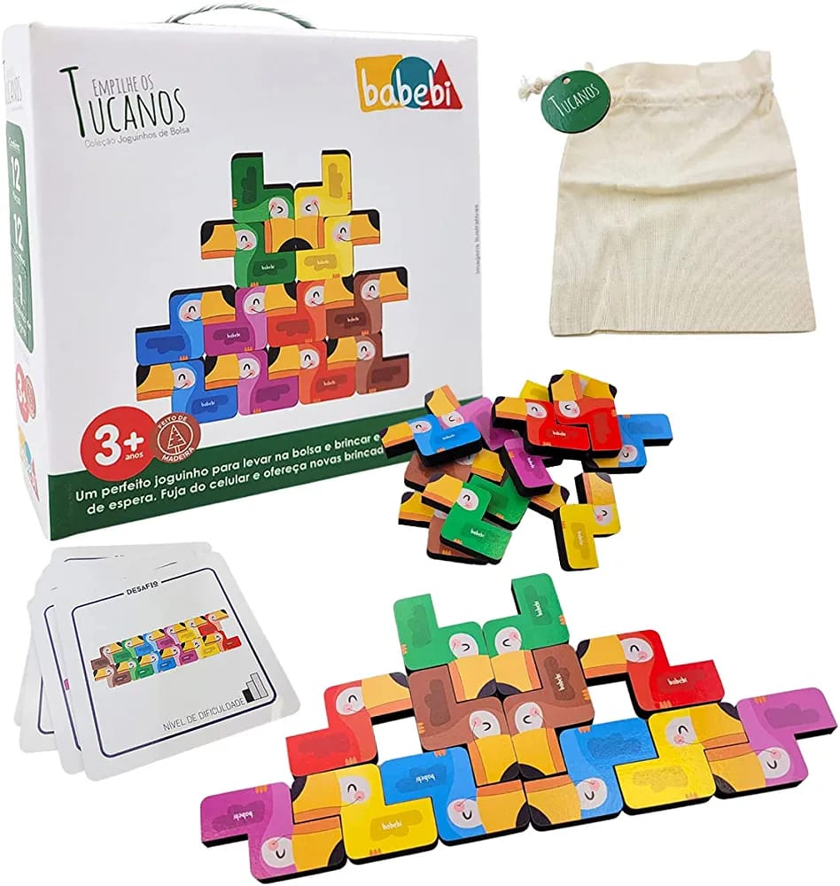Joguinho de Bolsa: Empilhe os Tucanos - Babebi - Girassol Feliz Brinquedos  Educativos