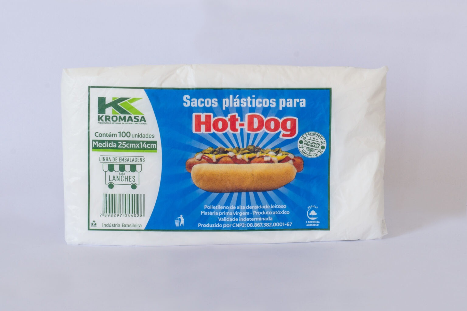Cachorro Quente / Hot Dog Saco Branco Com 100 Unidades