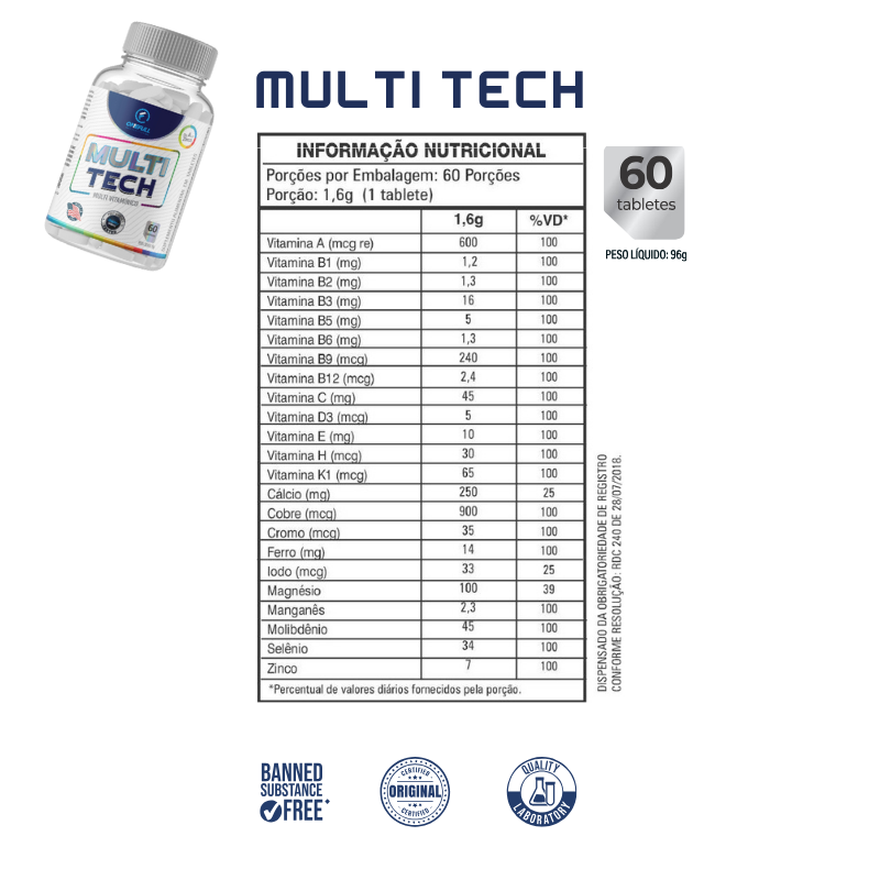Multitych MultiTech - Multivitaminico 60tbs - OneFull® - Atacado Jamal Suplementos