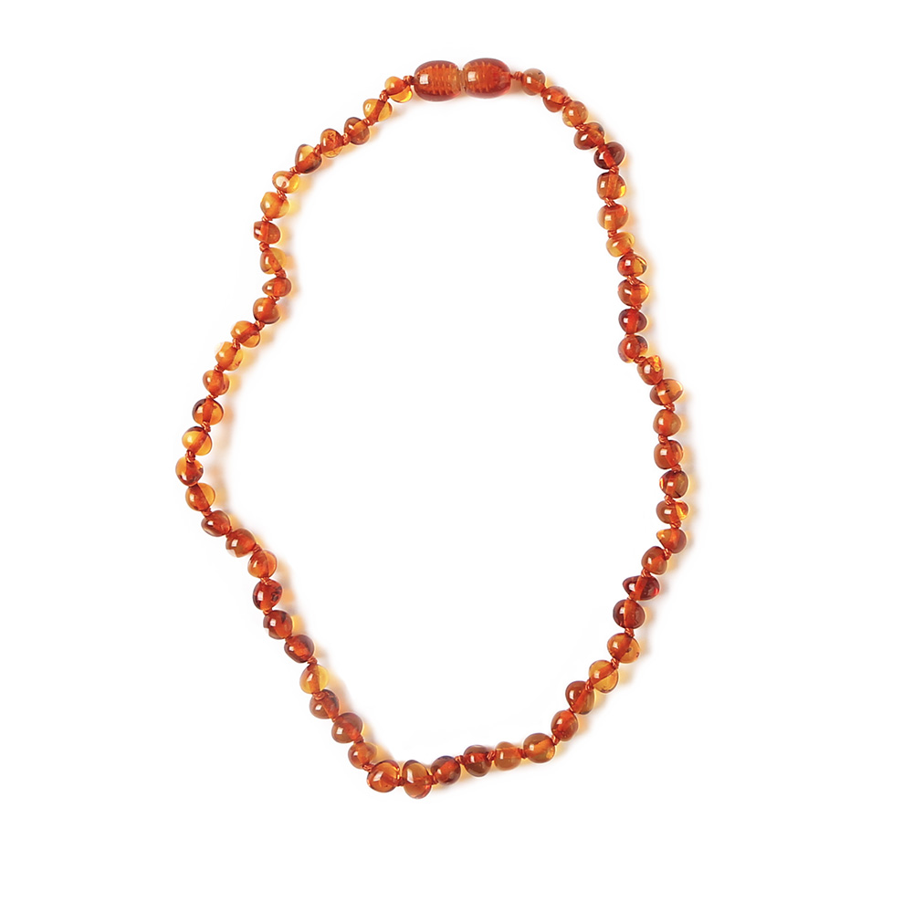 Colar de âmbar Bebê Cognac polido Barroco 33cm - Pedrinha Miudinha Âmbar