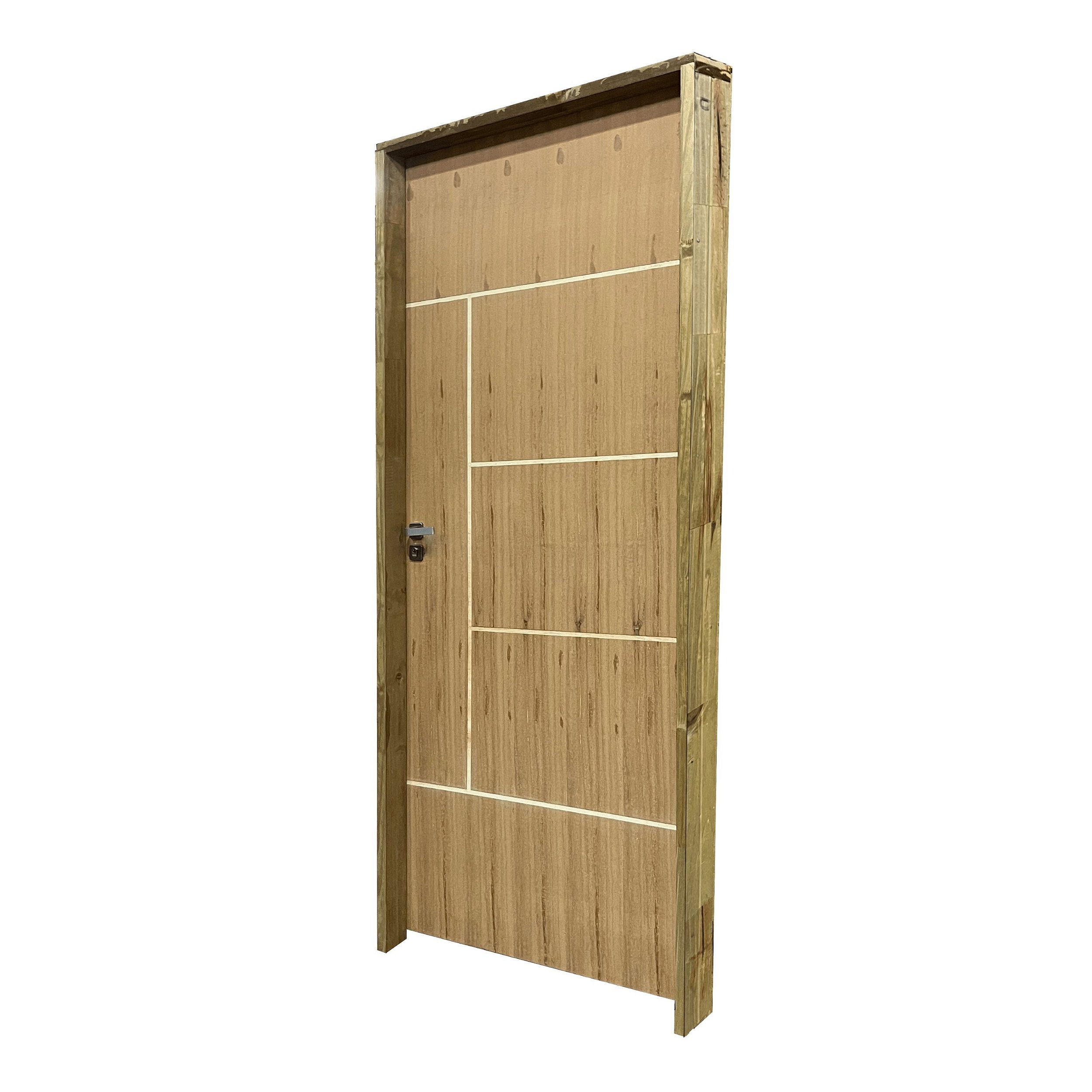 Kit Completo Porta Atenas Imbuia 92cm + Fechadura Externa Modena +