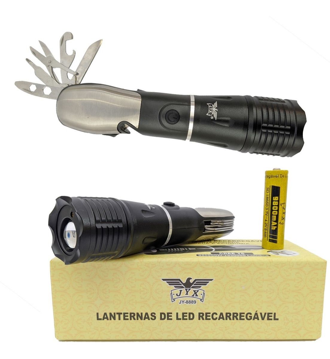 Lanterna T6 C/ Mira Laser E Canivete Multifuncional - Febre do Aço