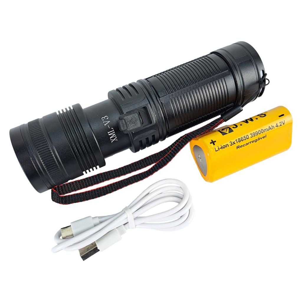 Lanterna Led V3 Recarregável Original Resistente - Febre do Aço