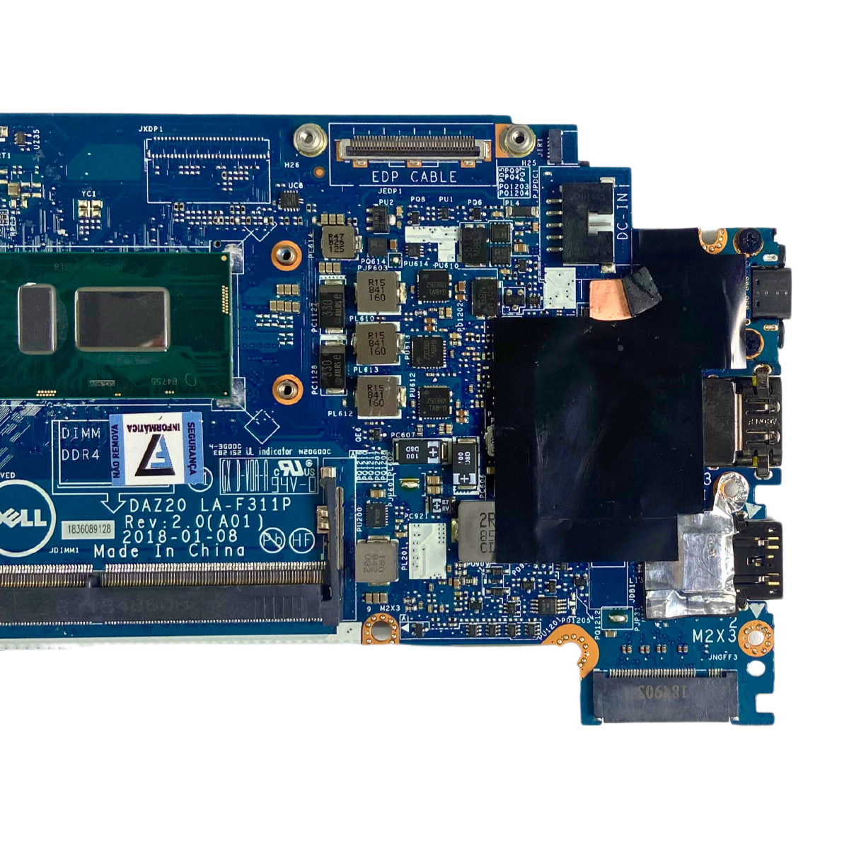Placa Mae Dell Latitude 7290 7390 La F311p I7-8650u S/video