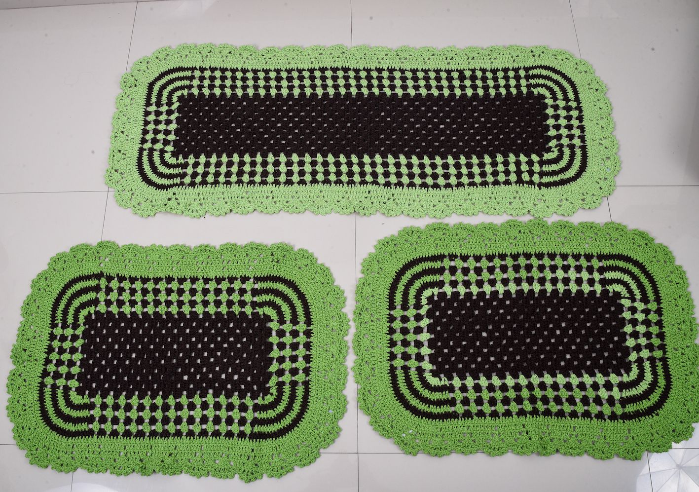 Jogo de tapetes para cozinha de crochê 3 peças
