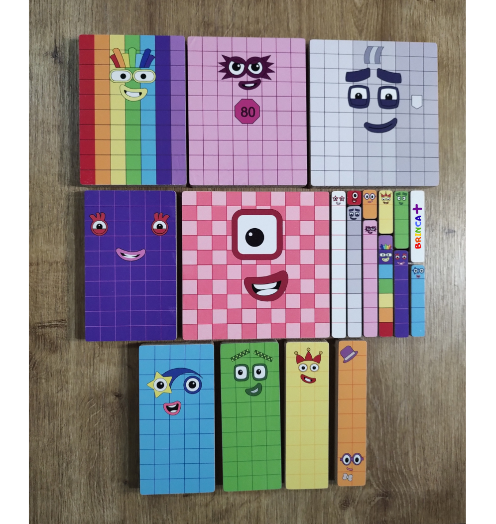 Numberblocks contanto de 1 a 100 Blocos de Madeira 19 pçs Brinca Mais ...