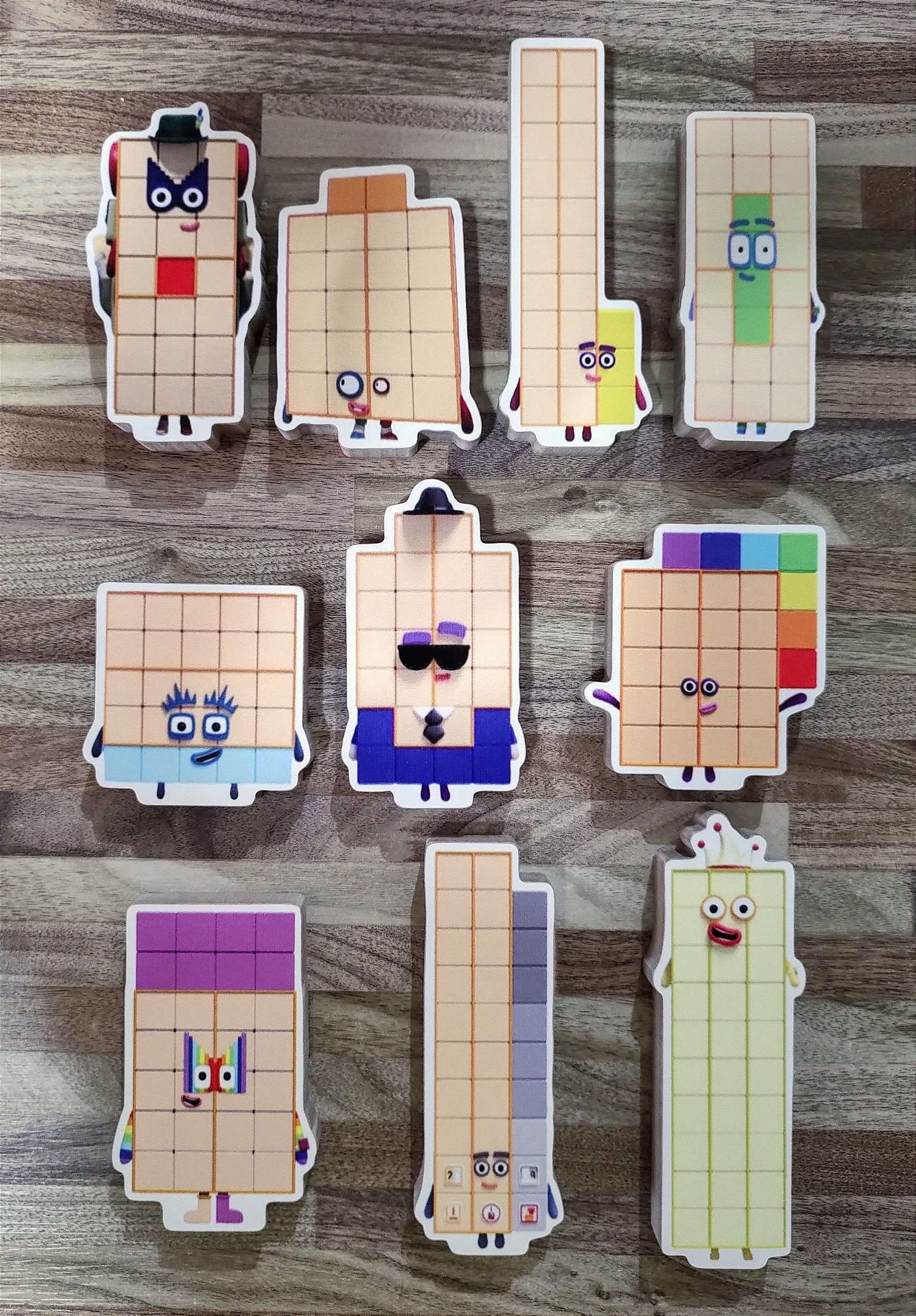 Numberblocks Personagem Figuara de Ação 21 ao 30 Bonecos de Madeira ...