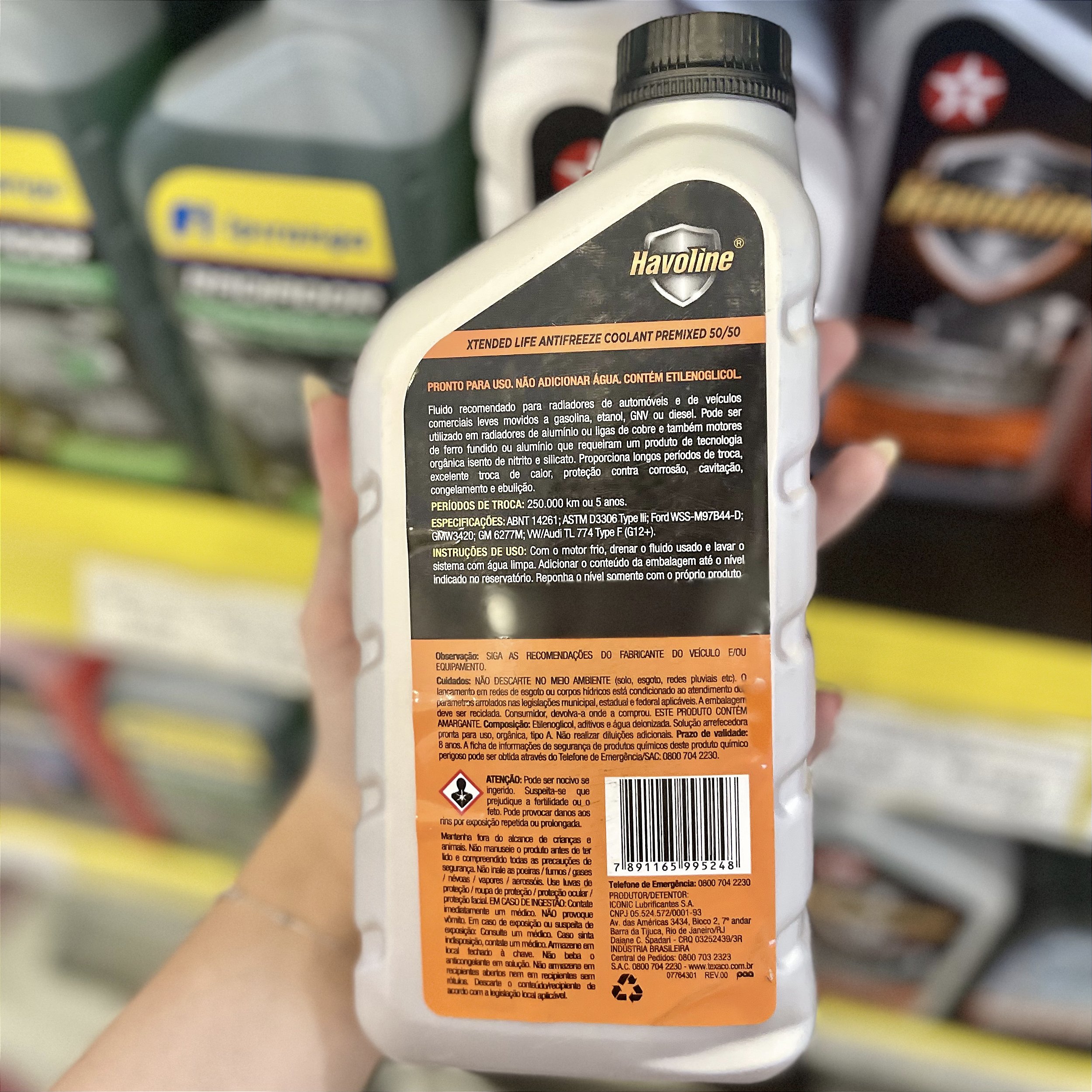 Fluido Radiador Havoline XLC Pronto Uso 50/50 – 1L - Trevilub