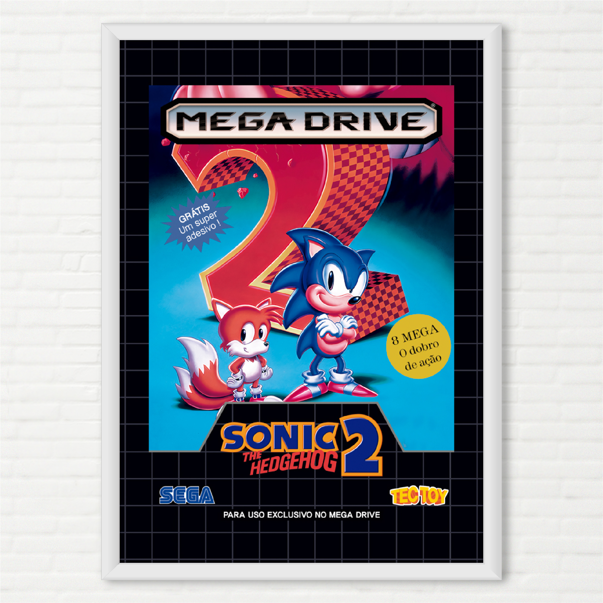 Quadro Capa do Sonic The Hedgehog 2 - Sega Mega Drive TecToy