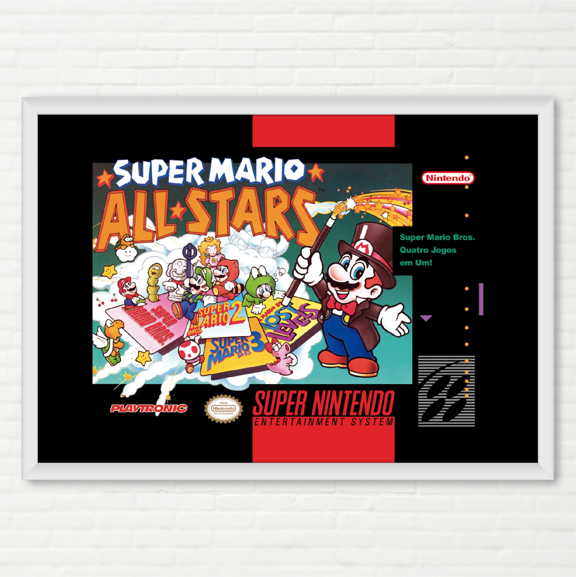 Quadro Capa do Super Mario All-Stars - Super Nintendo Playtronic