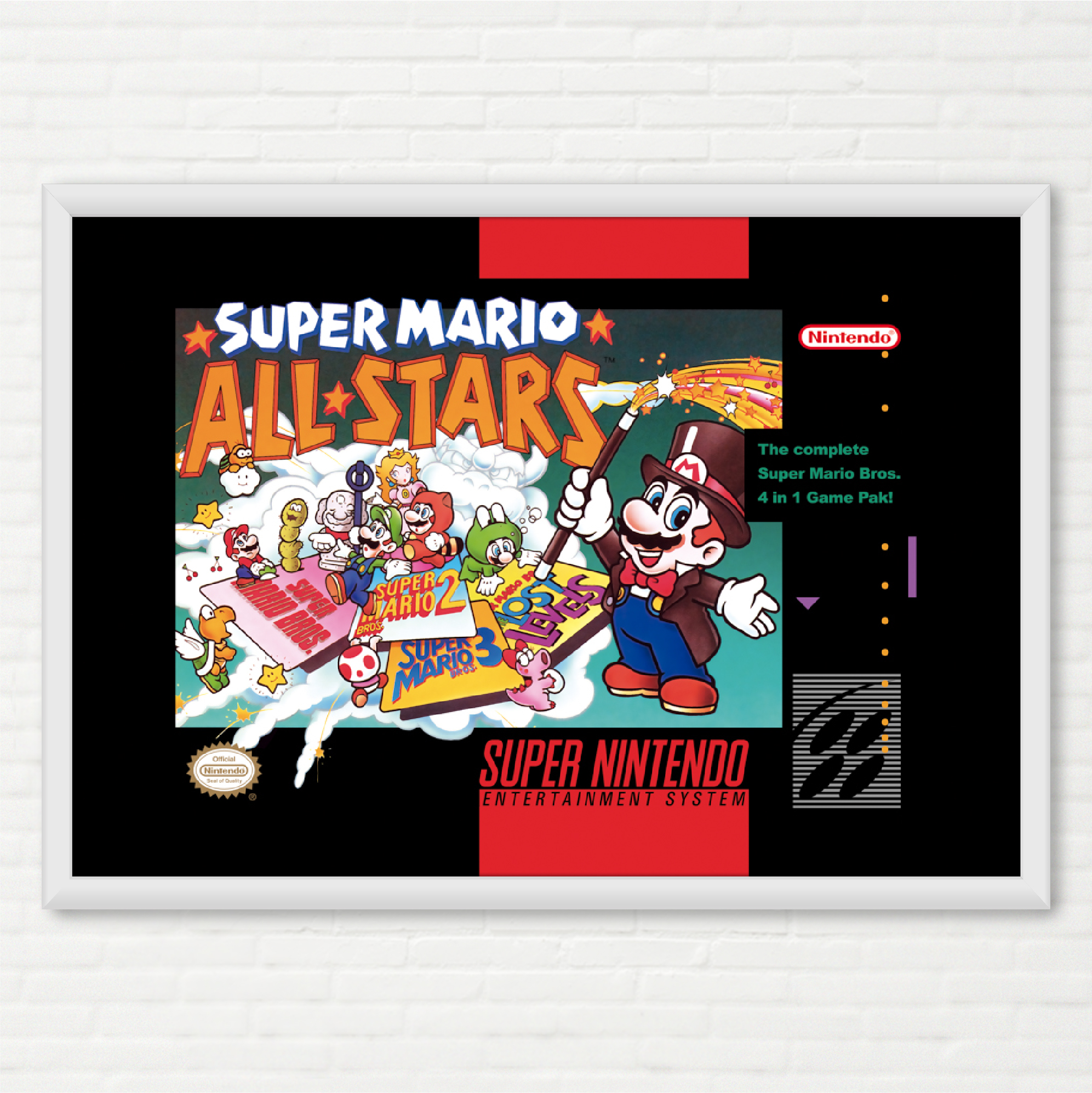 Poster Capa do Super Mario All-Stars - Super Nintendo Americano