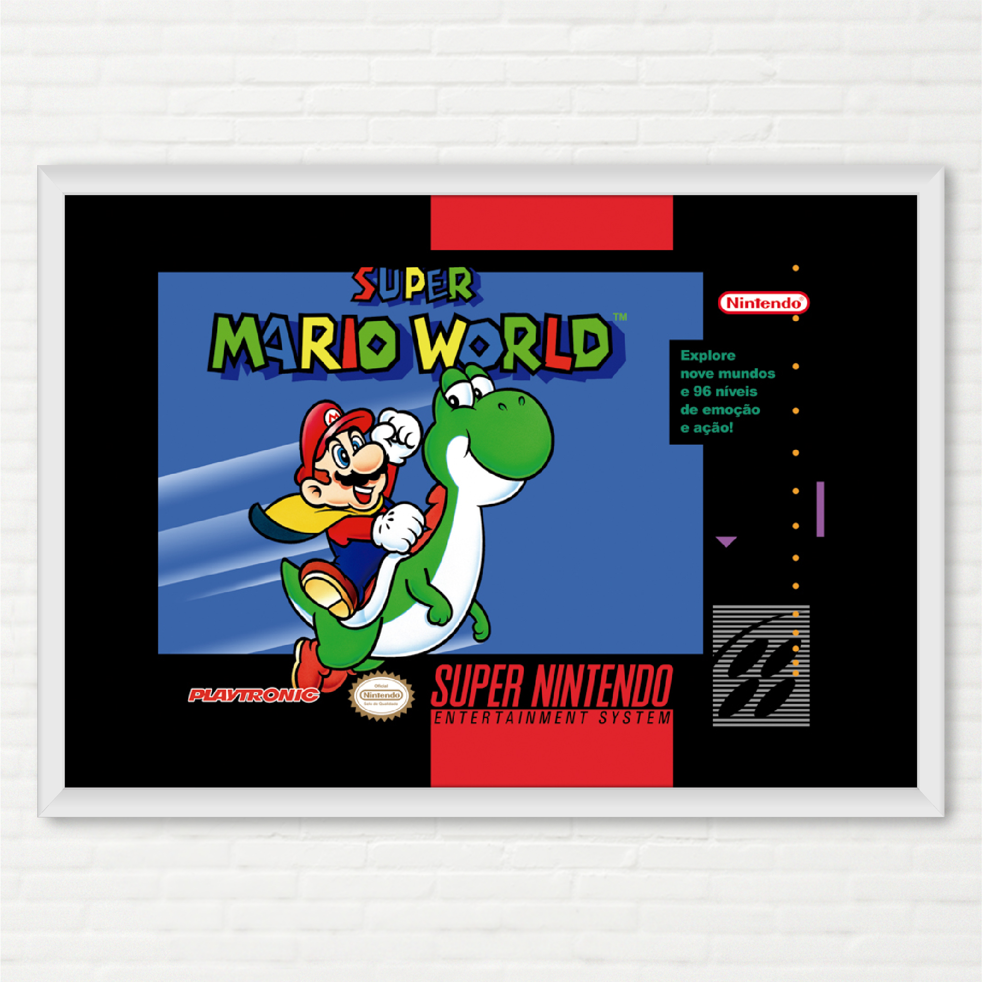 Quadro Capa do Super Mario World - Super Nintendo Playtronic
