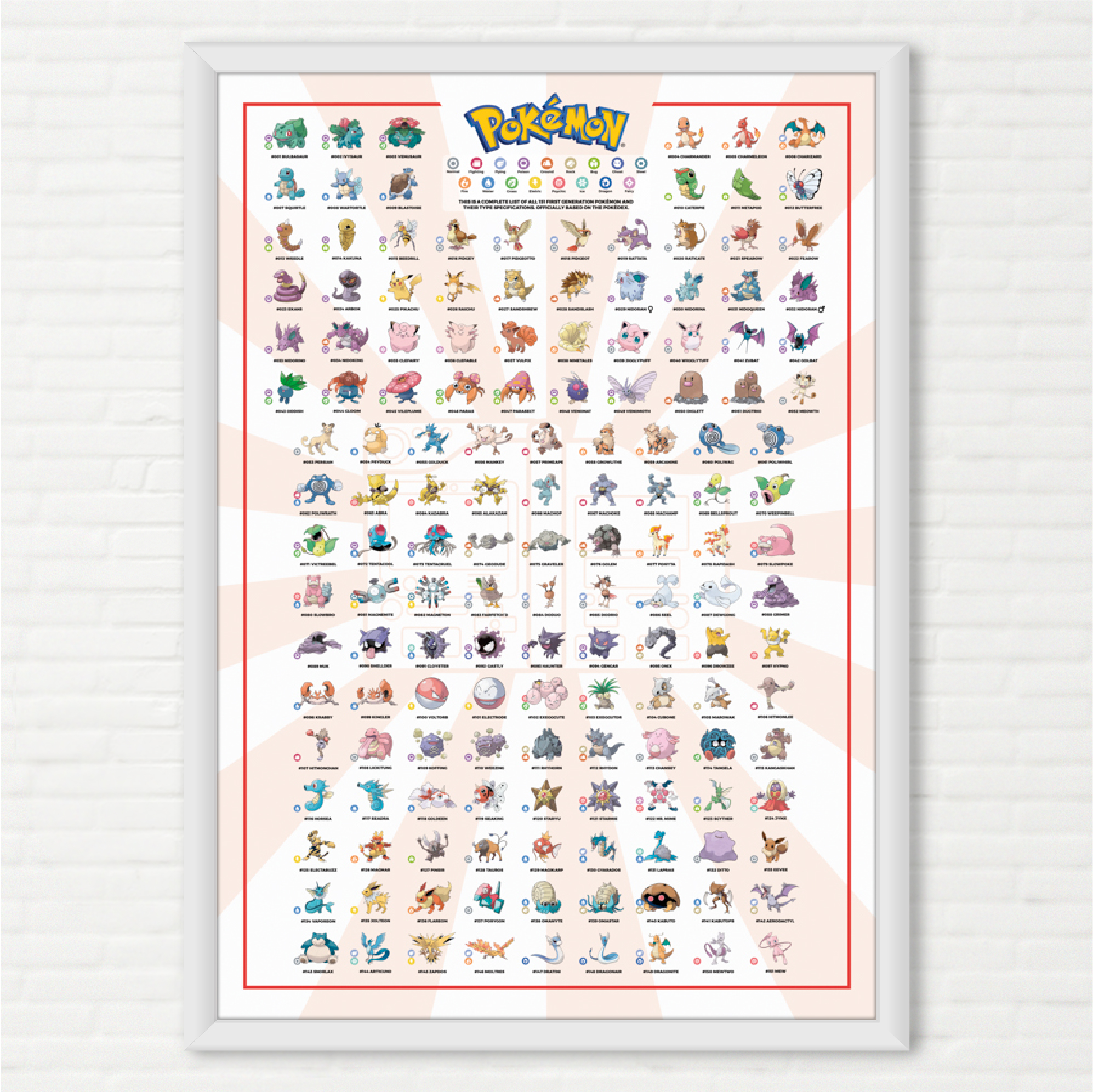 Quadro Pokémon Catálogo Primeira Geração 151 - Final Frame Quadros