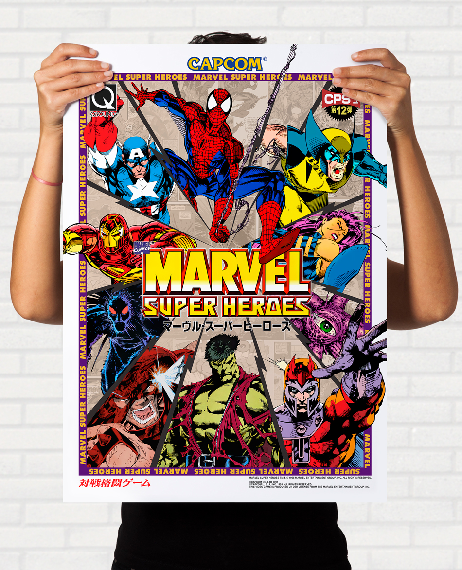 Quadro Marvel Super Heroes - Arcade Pôster Capcom Japonês - Final