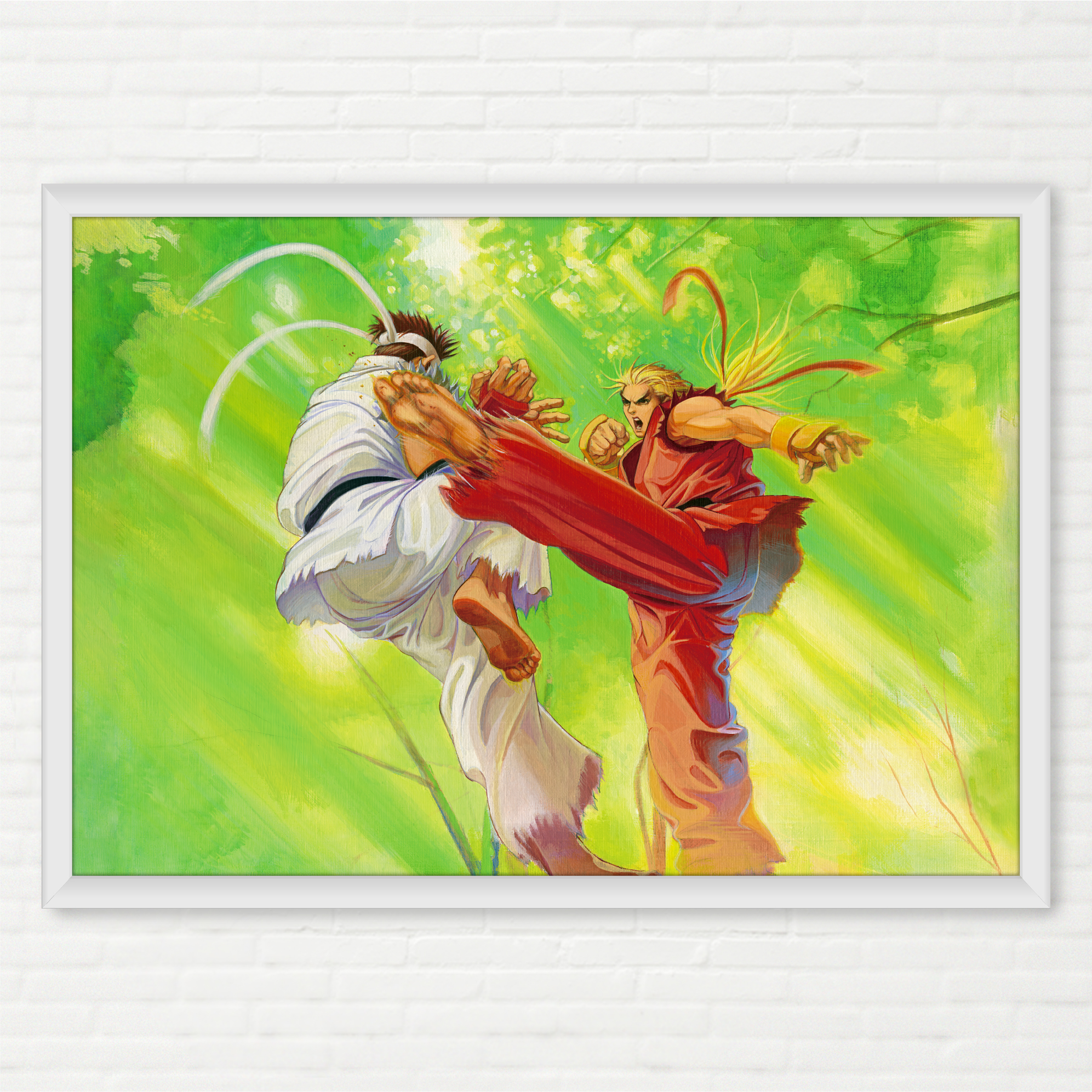 Quadro Street Fighter Zero/Alpha Ryu e Ken Lutando ARTE - Pôster