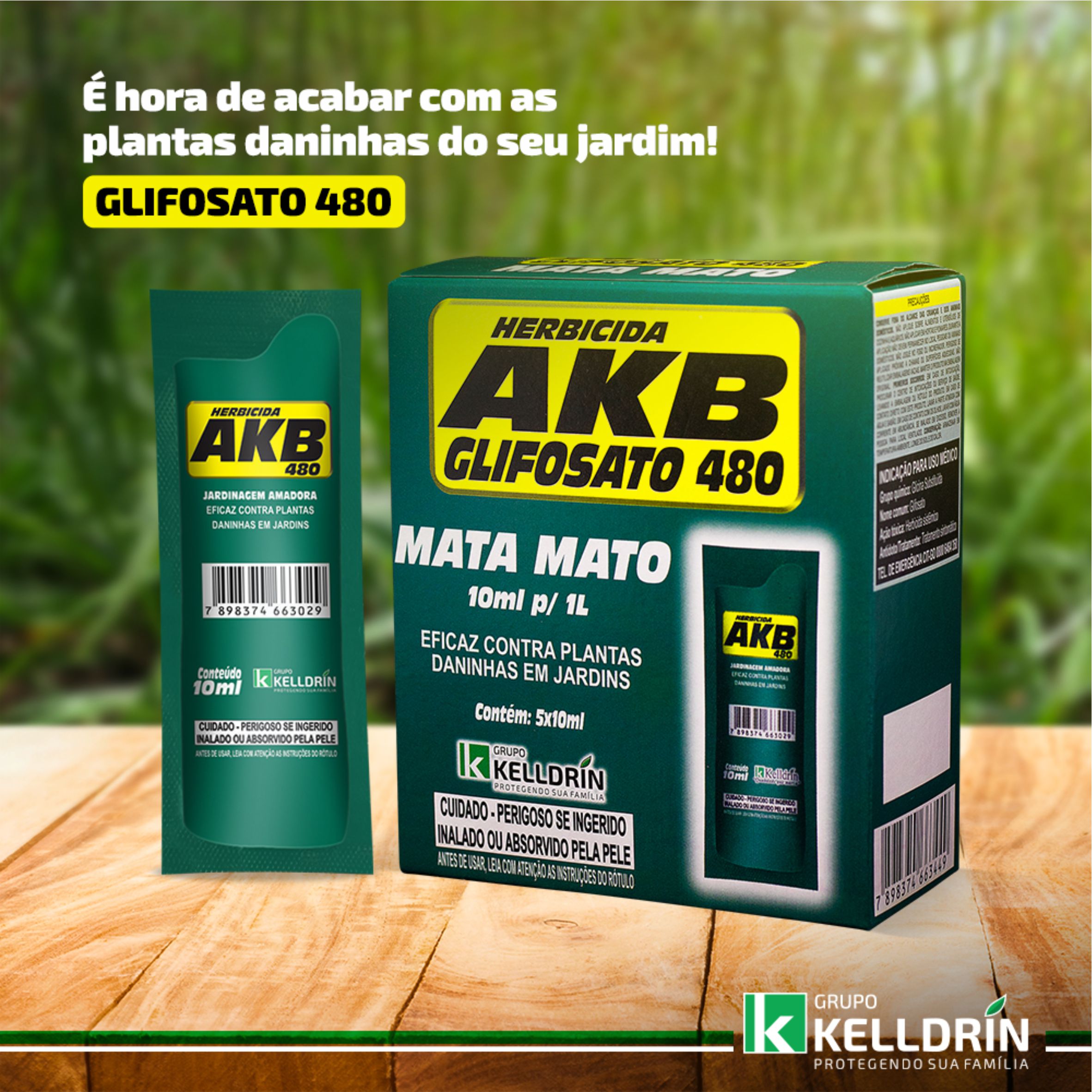 AKB 480 Herbicida Glifosato 5x10ml - Kelldrin - JF Comércio e Produtos