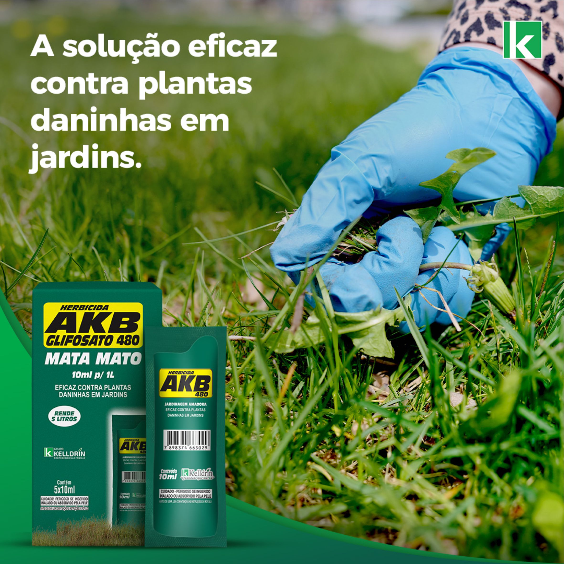 AKB 480 Herbicida Glifosato 5x10ml - Kelldrin - JF Comércio e Produtos
