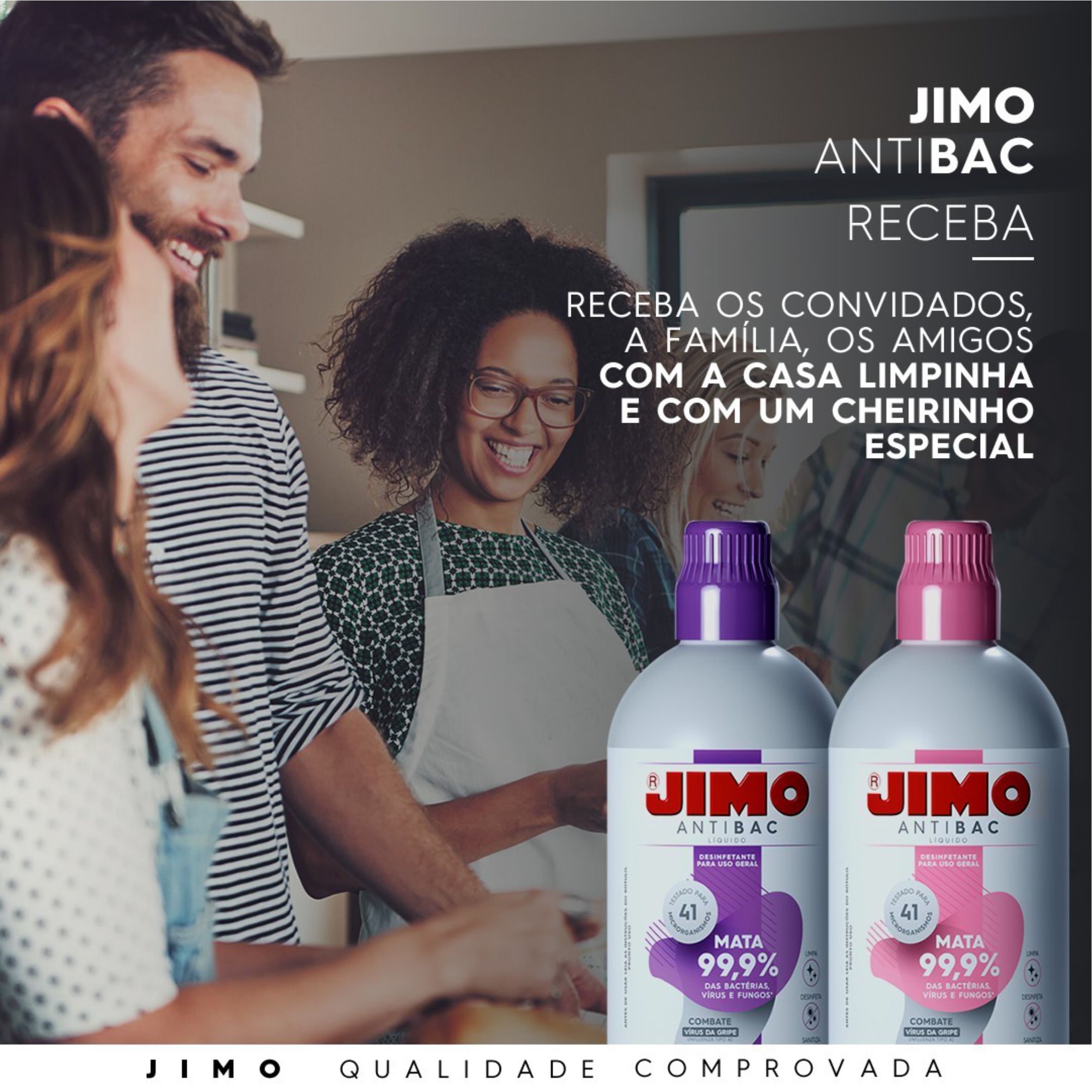AntiBac Líquido Rosa e Jasmim 1L - JIMO - JF Comércio e Produtos