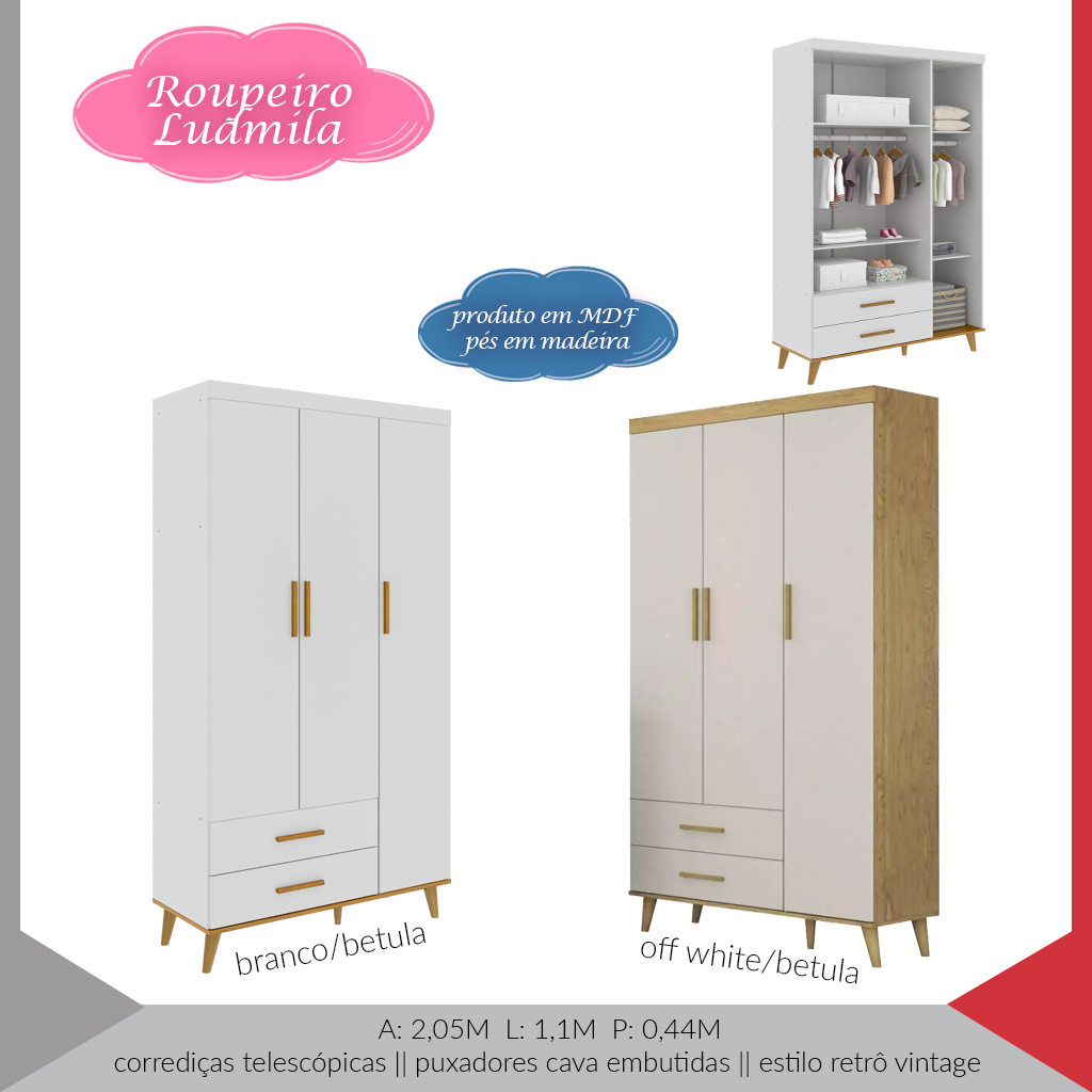 ROUPEIRO LUDMILA 3 PORTAS — imagem 7