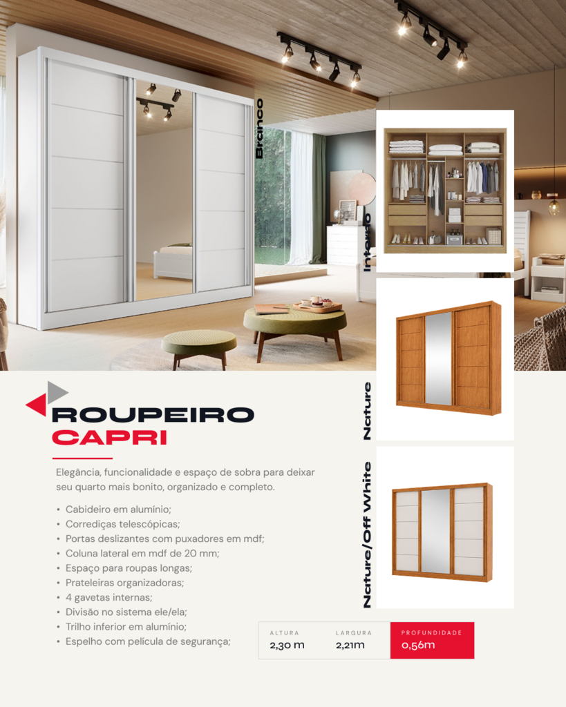 ROUPEIRO CAPRI PLUS 3PTS E 1 ESPELHO — imagem 5