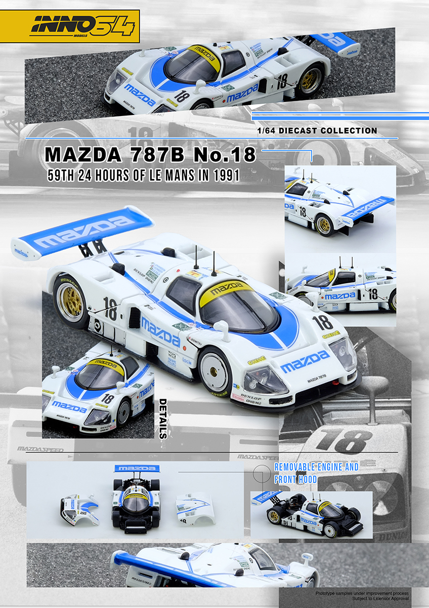 MAZDA 787B No.18 59th 24 Hours Le Mans 1991 1:64 INNO64 - Atacado