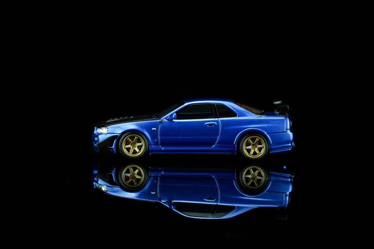 Gt R R34 Azul Nissan Skyline GT-R (R34) 1:64 MOTORHELIX Azul - Atacado de Miniaturas