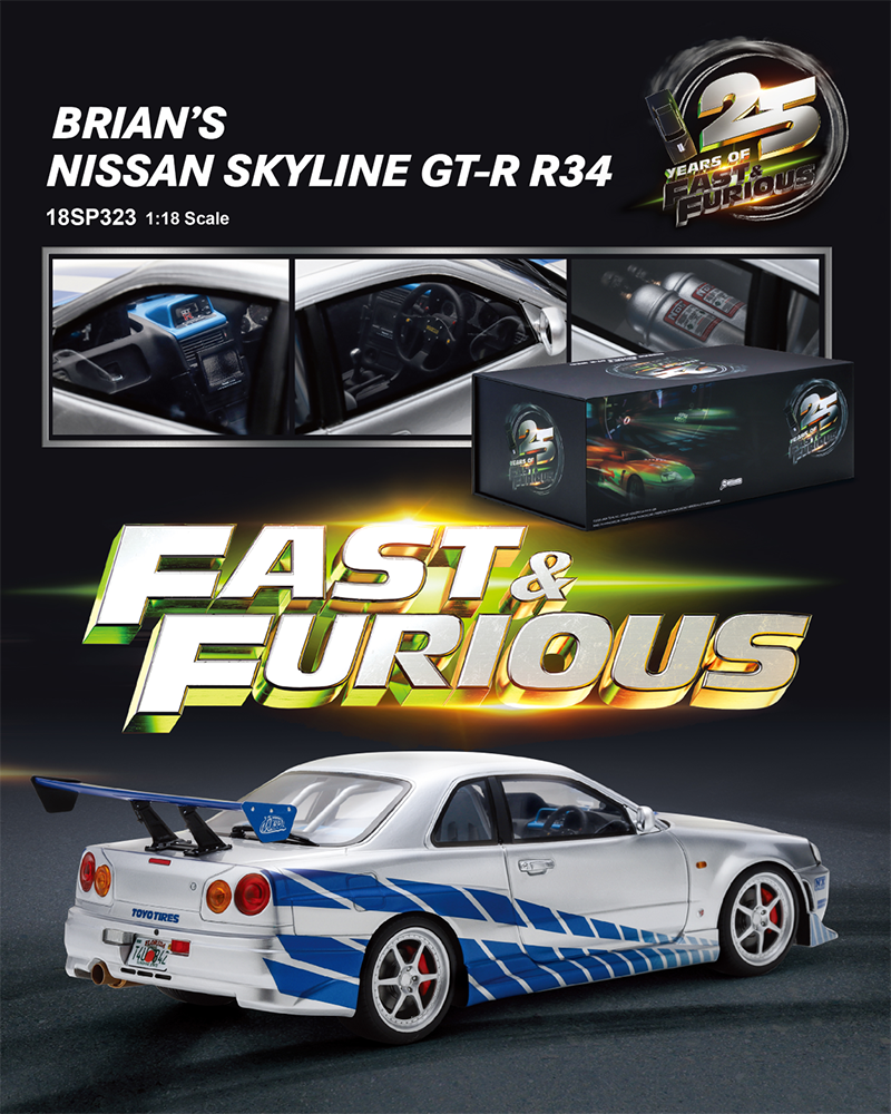 PRÉ-ORDER *** Nissan Skyline GT-R R34 Brian O'Conner Velozes e
