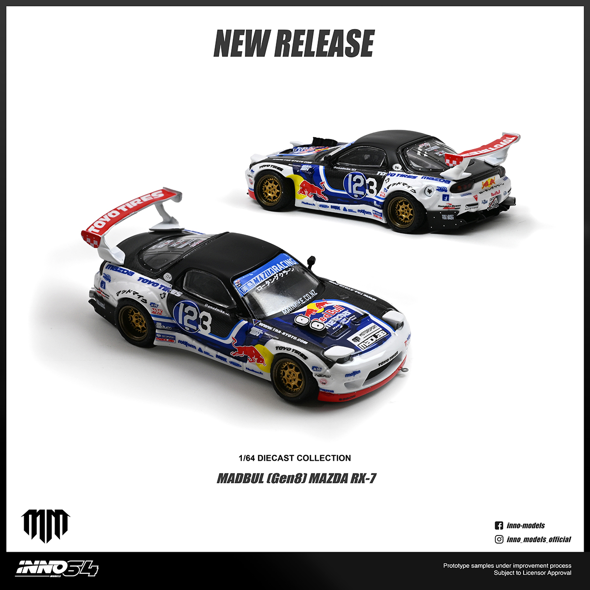 PRÉ-ORDER *** Mazda RX-7 Mad Mike MADBUL GEN8 1:64 INNO64